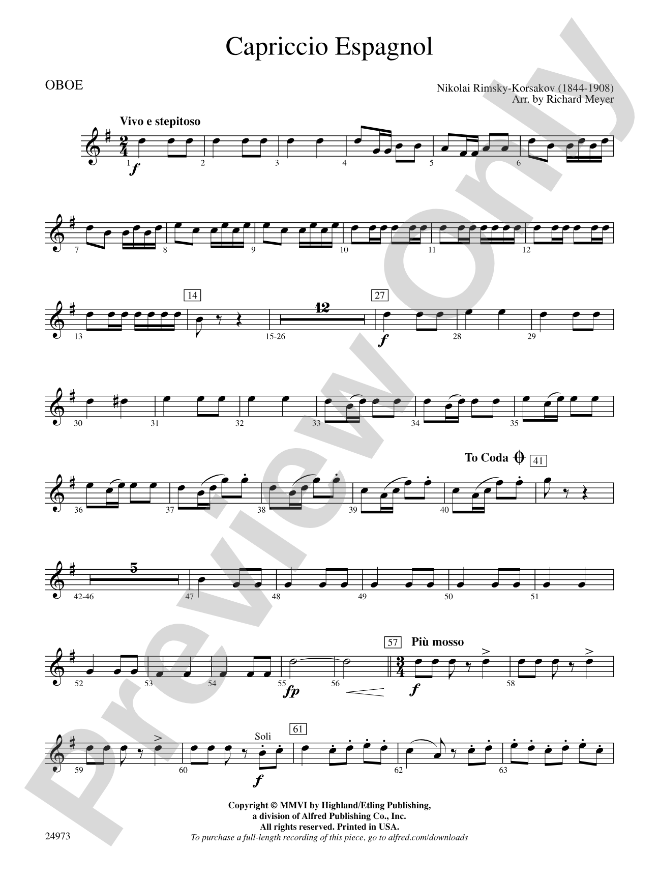 Capriccio Espagnol: Oboe
