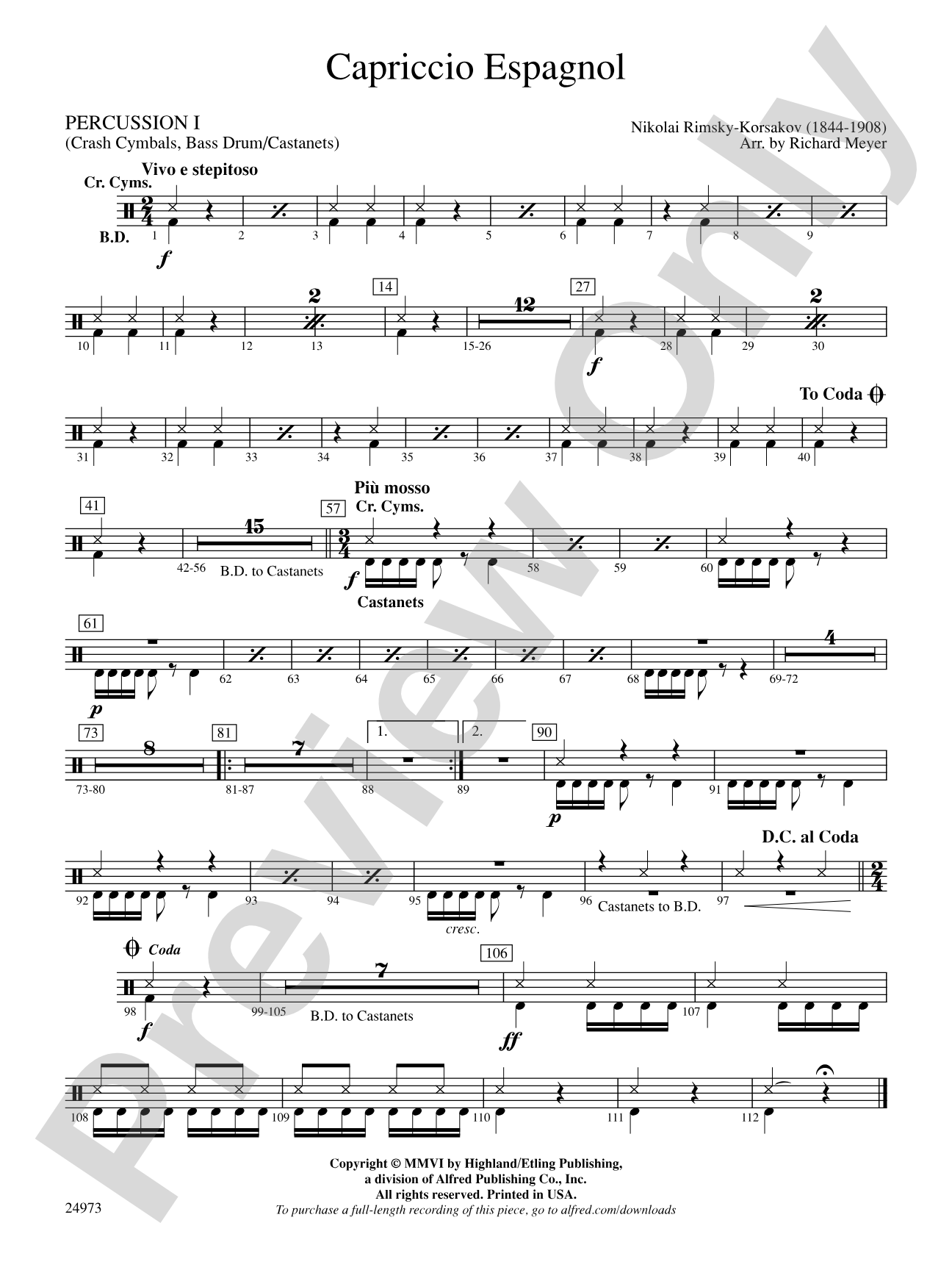 Capriccio Espagnol: 1st Percussion