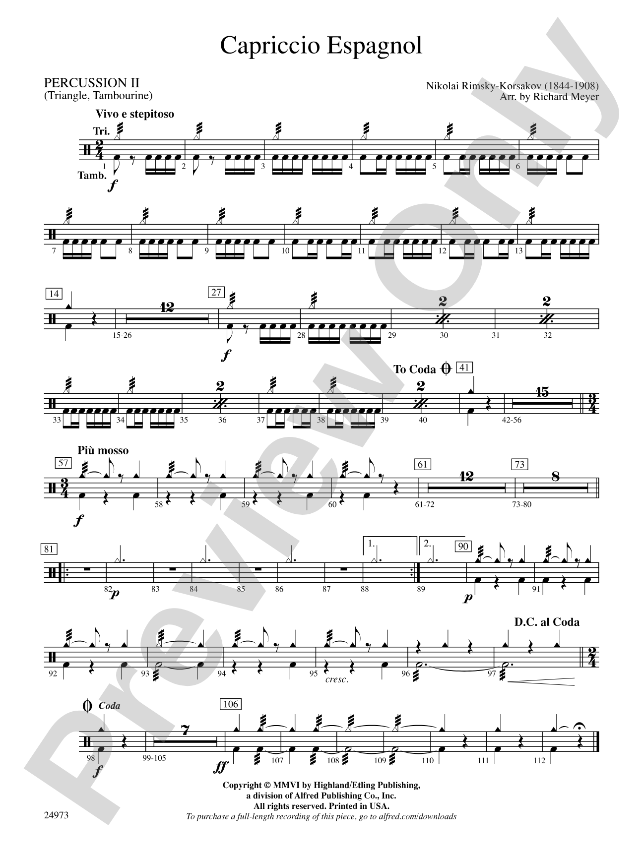 Capriccio Espagnol: 2nd Percussion