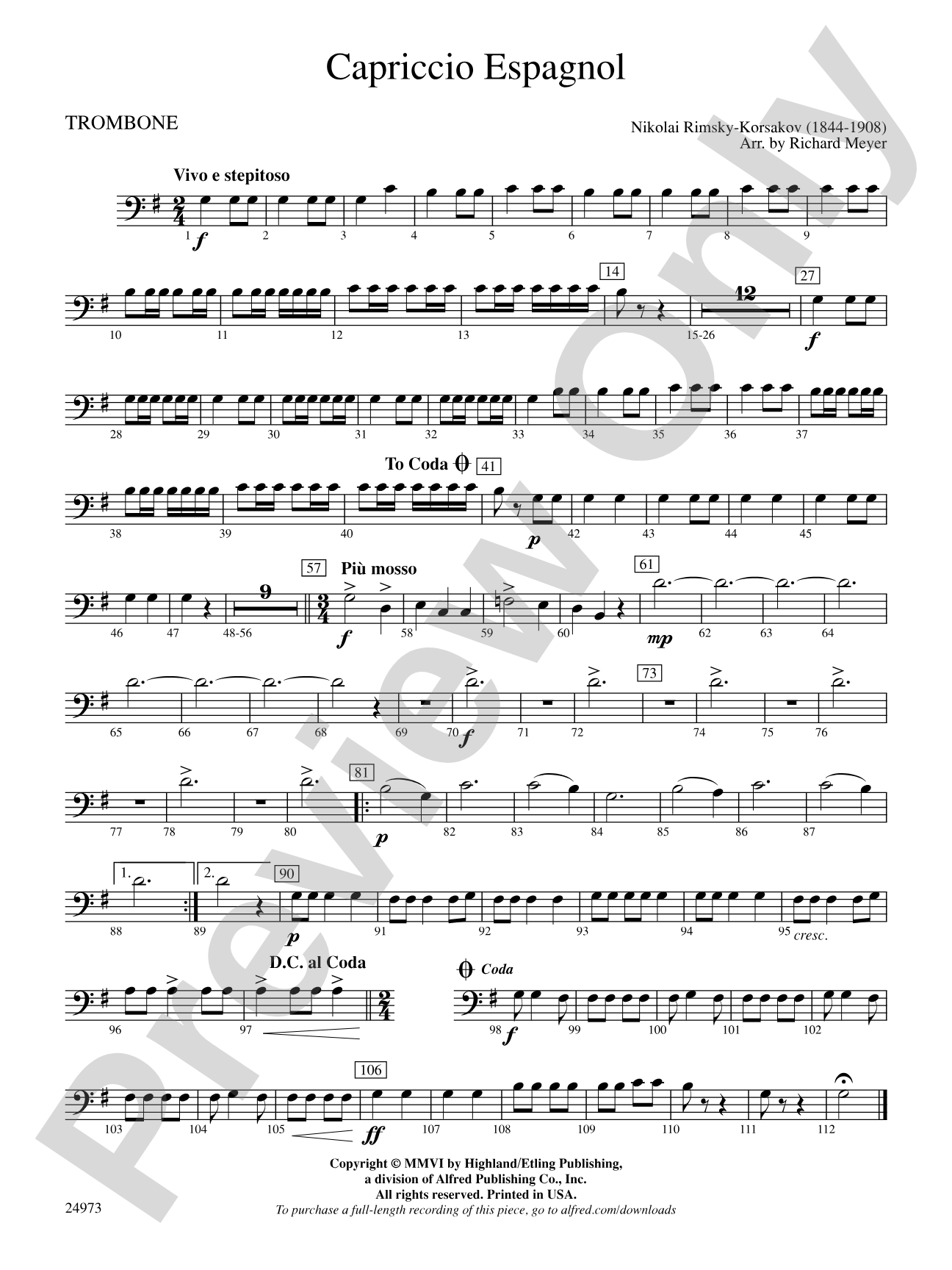Capriccio Espagnol: 1st Trombone