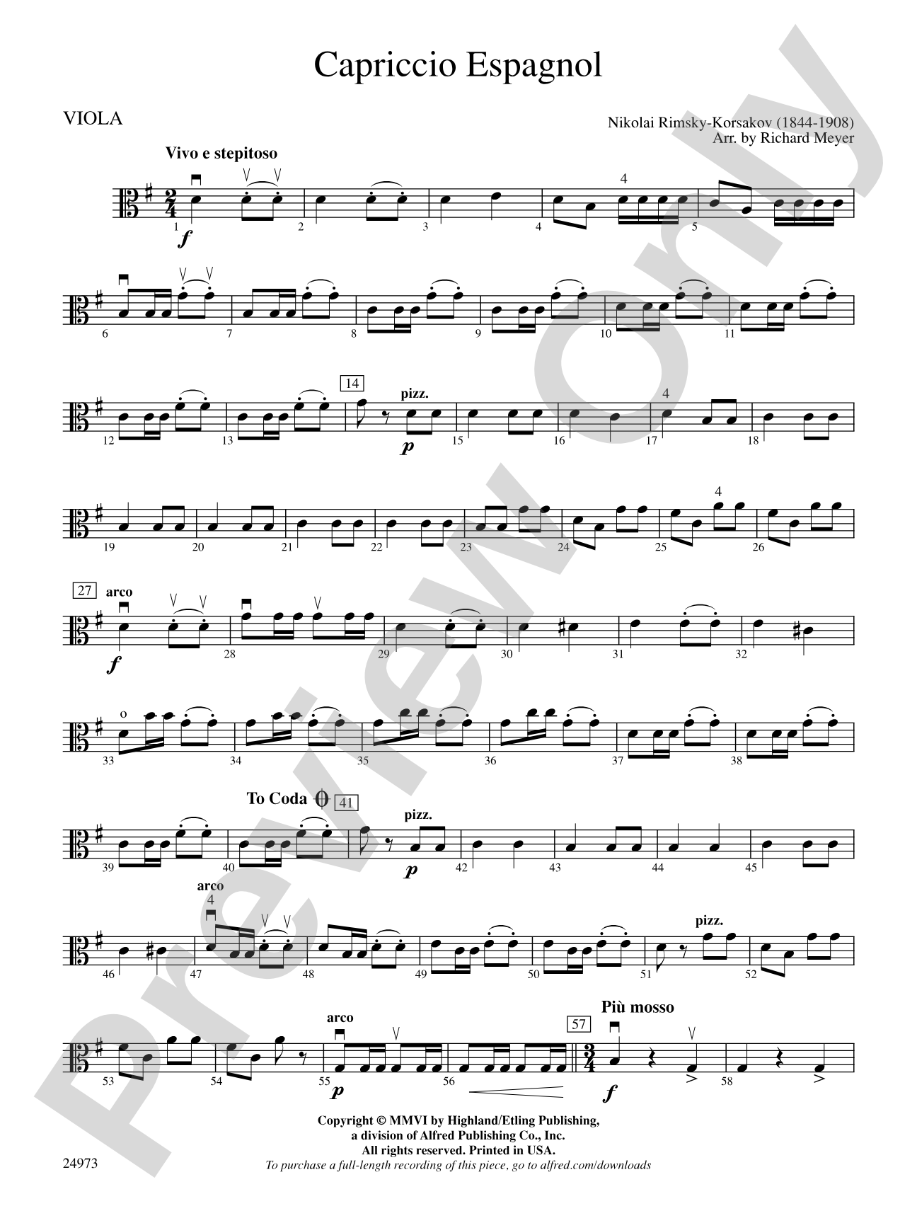 Capriccio Espagnol: Viola