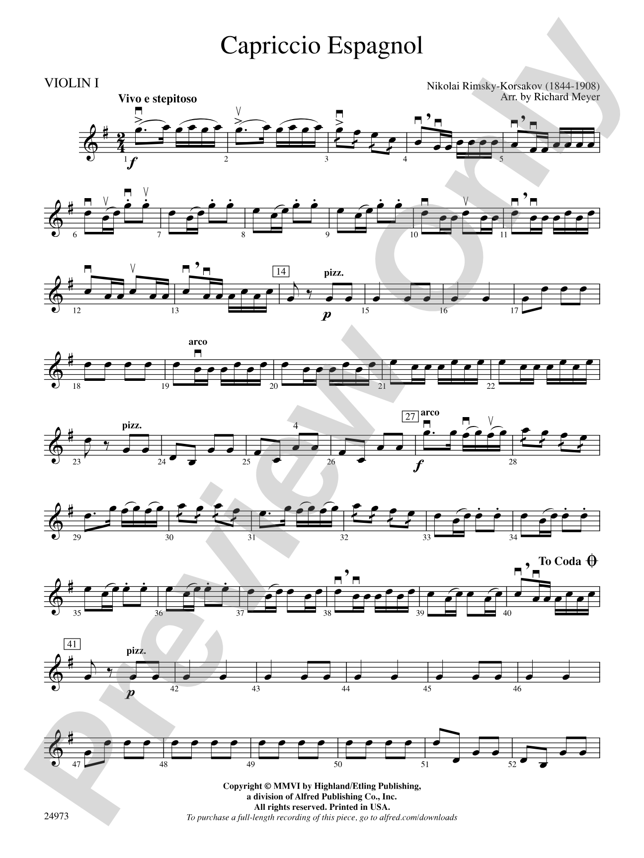 Capriccio Espagnol: 1st Violin