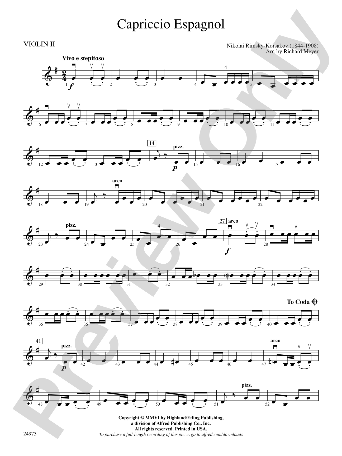 Capriccio Espagnol: 2nd Violin