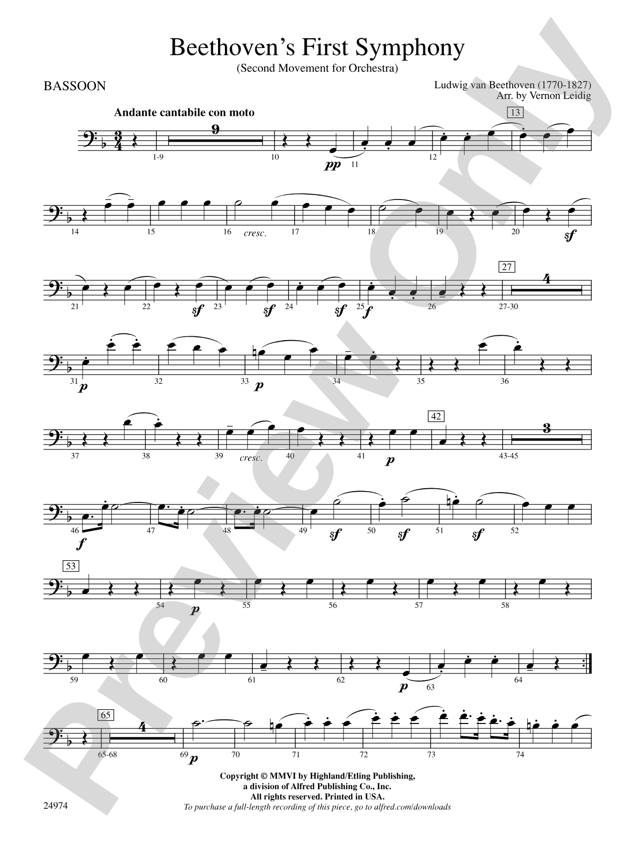 Beethoven's First Symphony, Second Movement: Bassoon