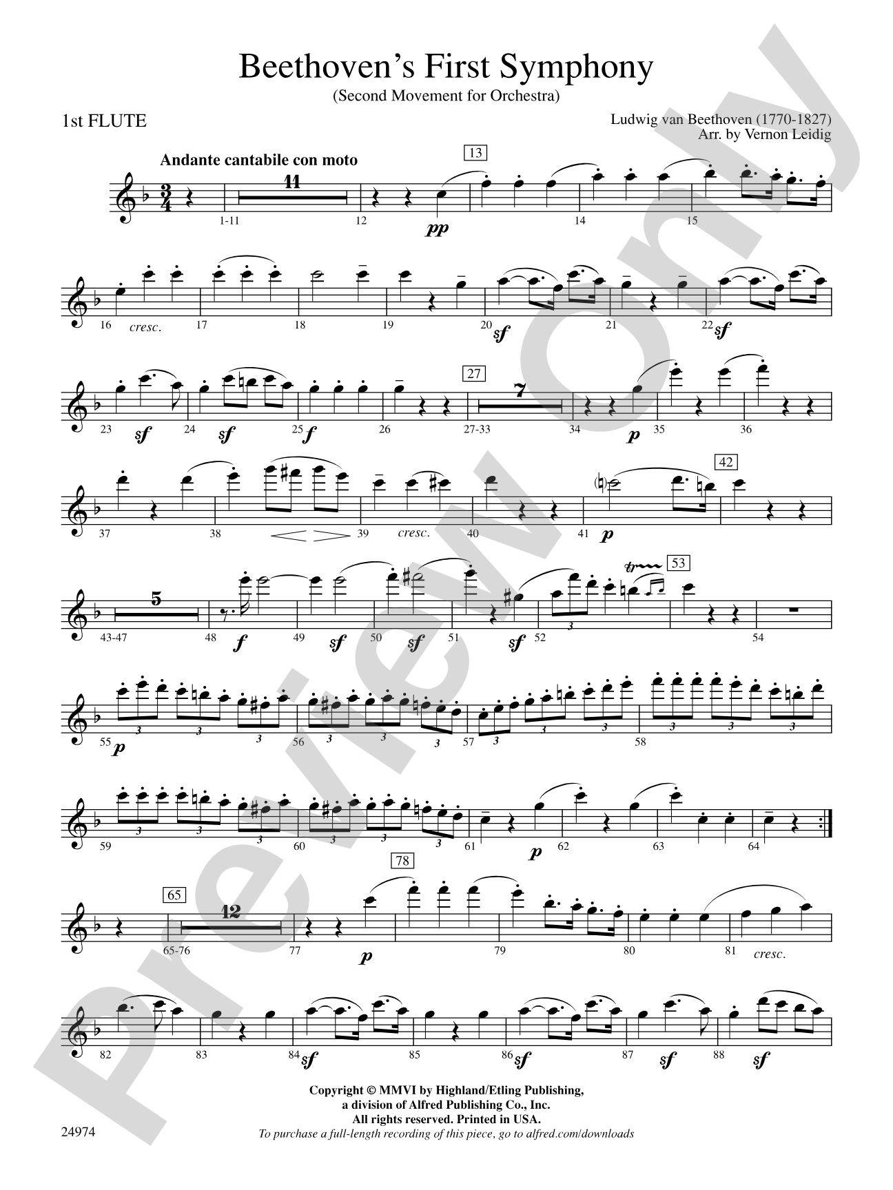 Beethoven's First Symphony, Second Movement: Flute