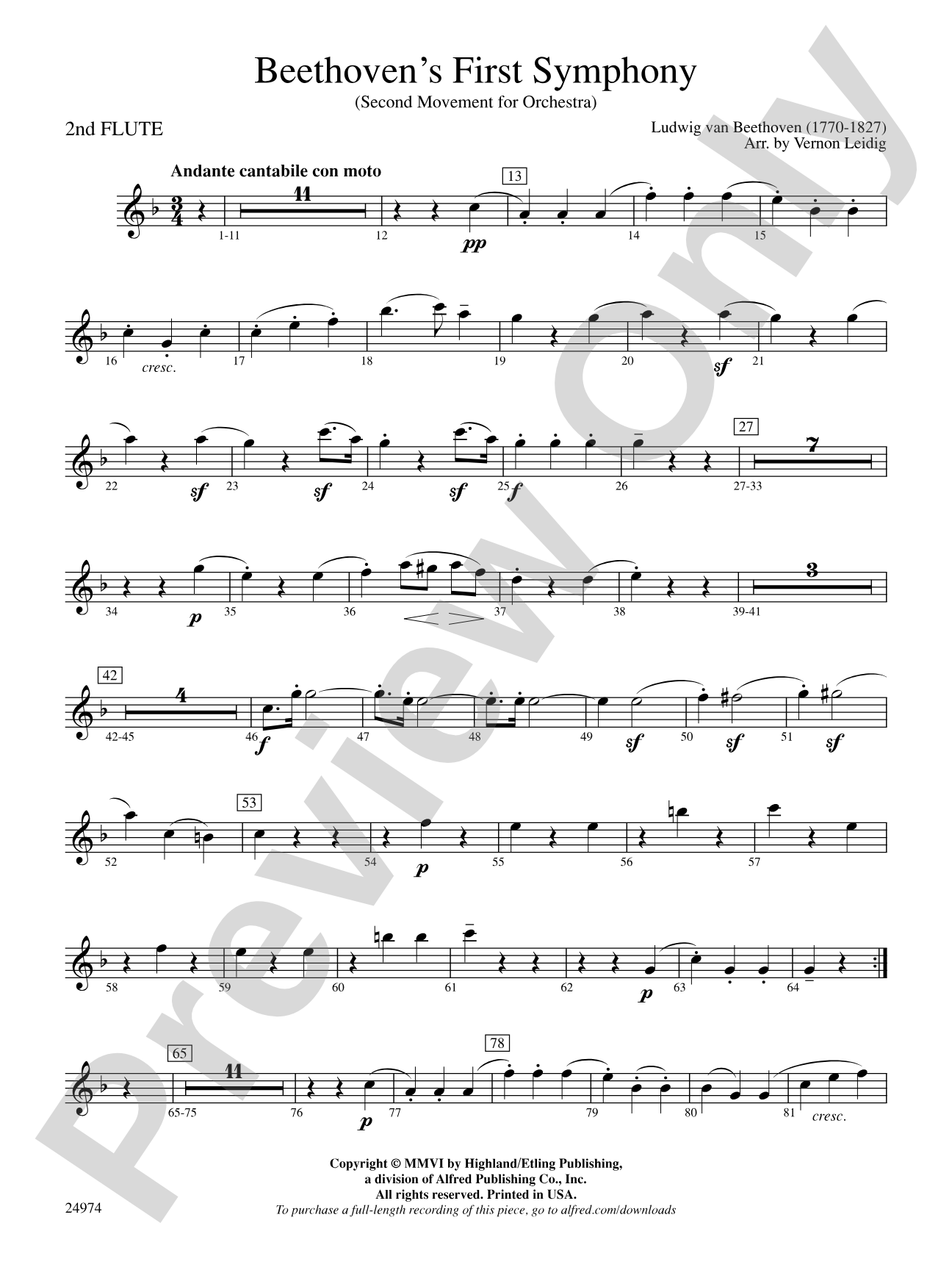 Beethoven's First Symphony, Second Movement: 2nd Flute