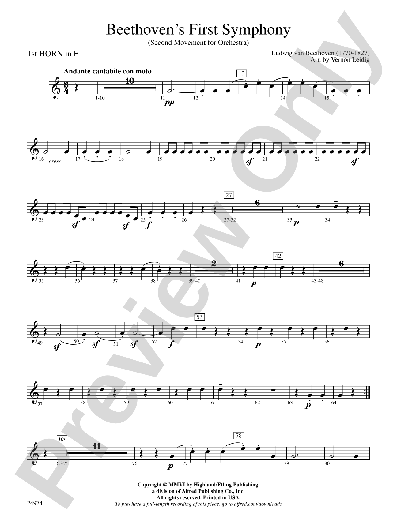 Beethoven's First Symphony, Second Movement: 1st F Horn
