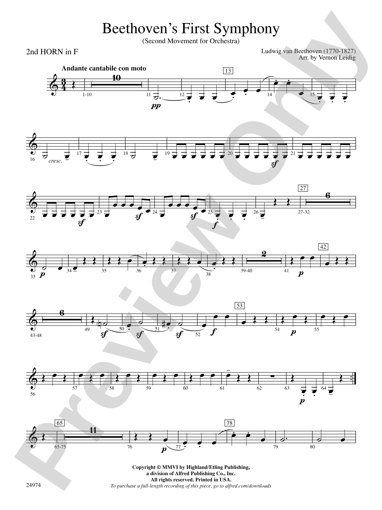Beethoven's First Symphony, Second Movement: 2nd F Horn
