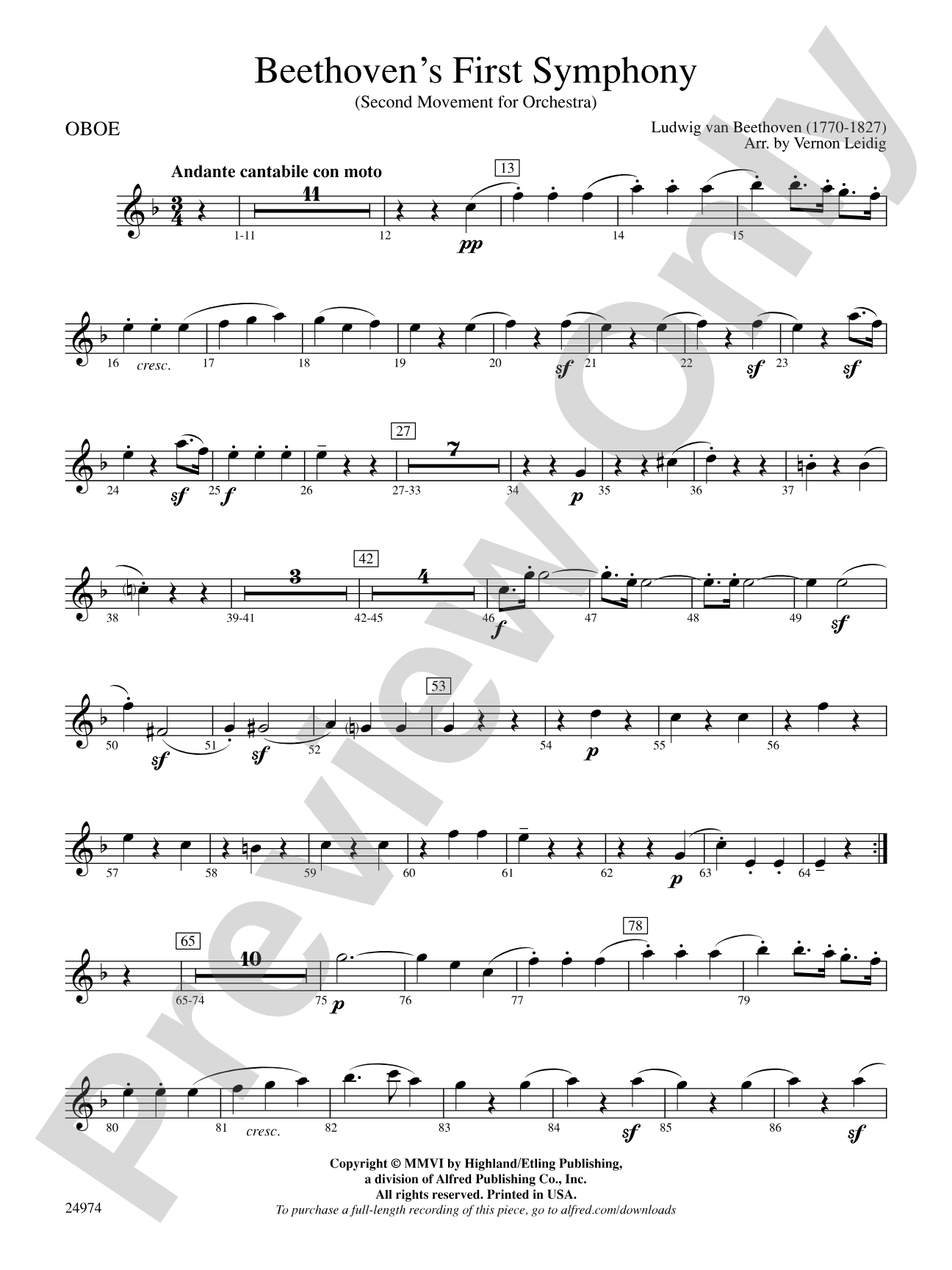 Beethoven's First Symphony, Second Movement: Oboe