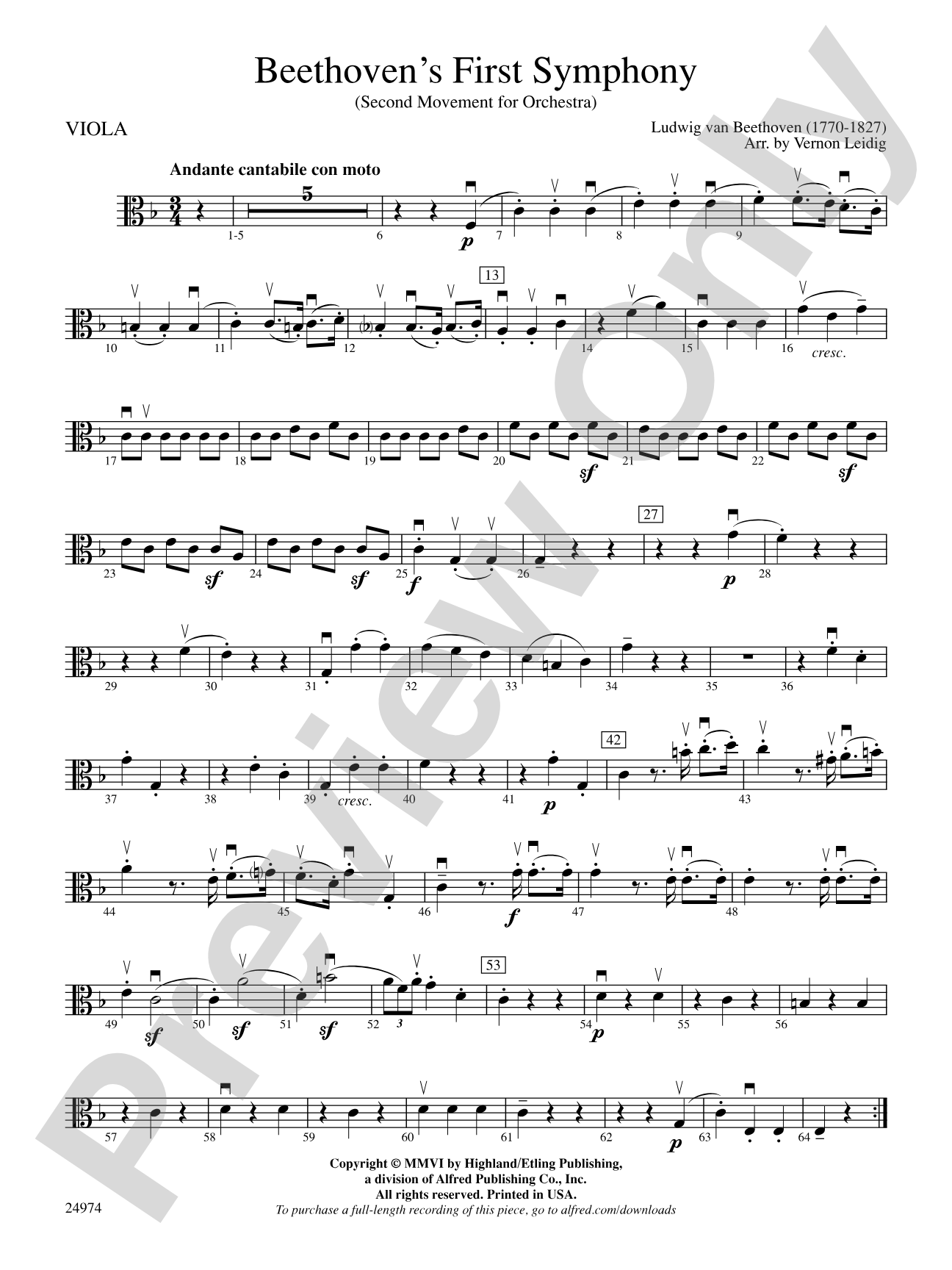 Beethoven's First Symphony, Second Movement: Viola