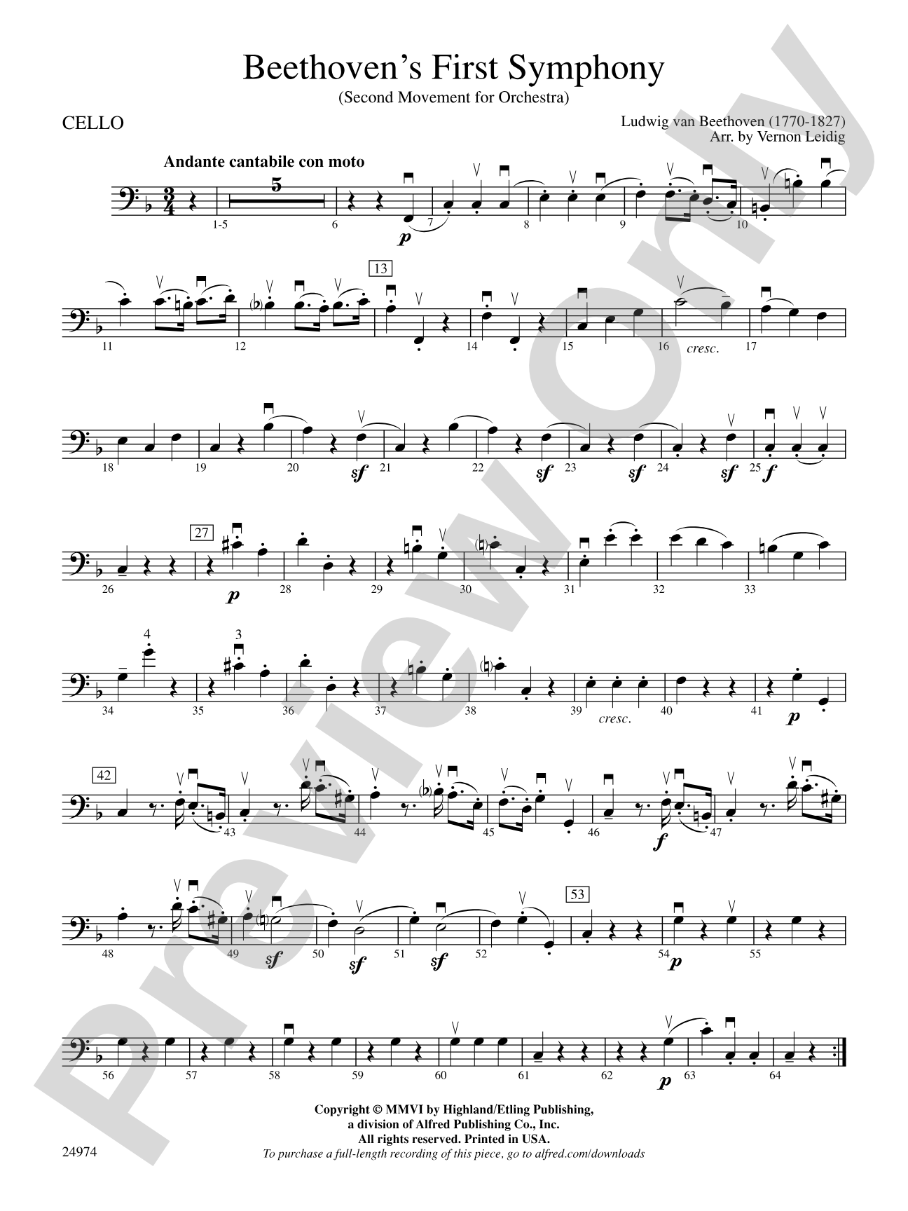 Beethoven's First Symphony, Second Movement: Cello