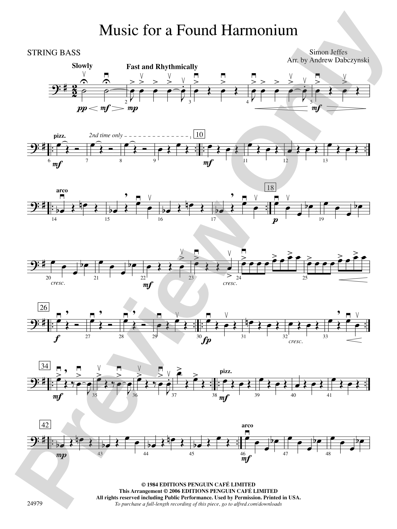 Music for a Found Harmonium: String Bass