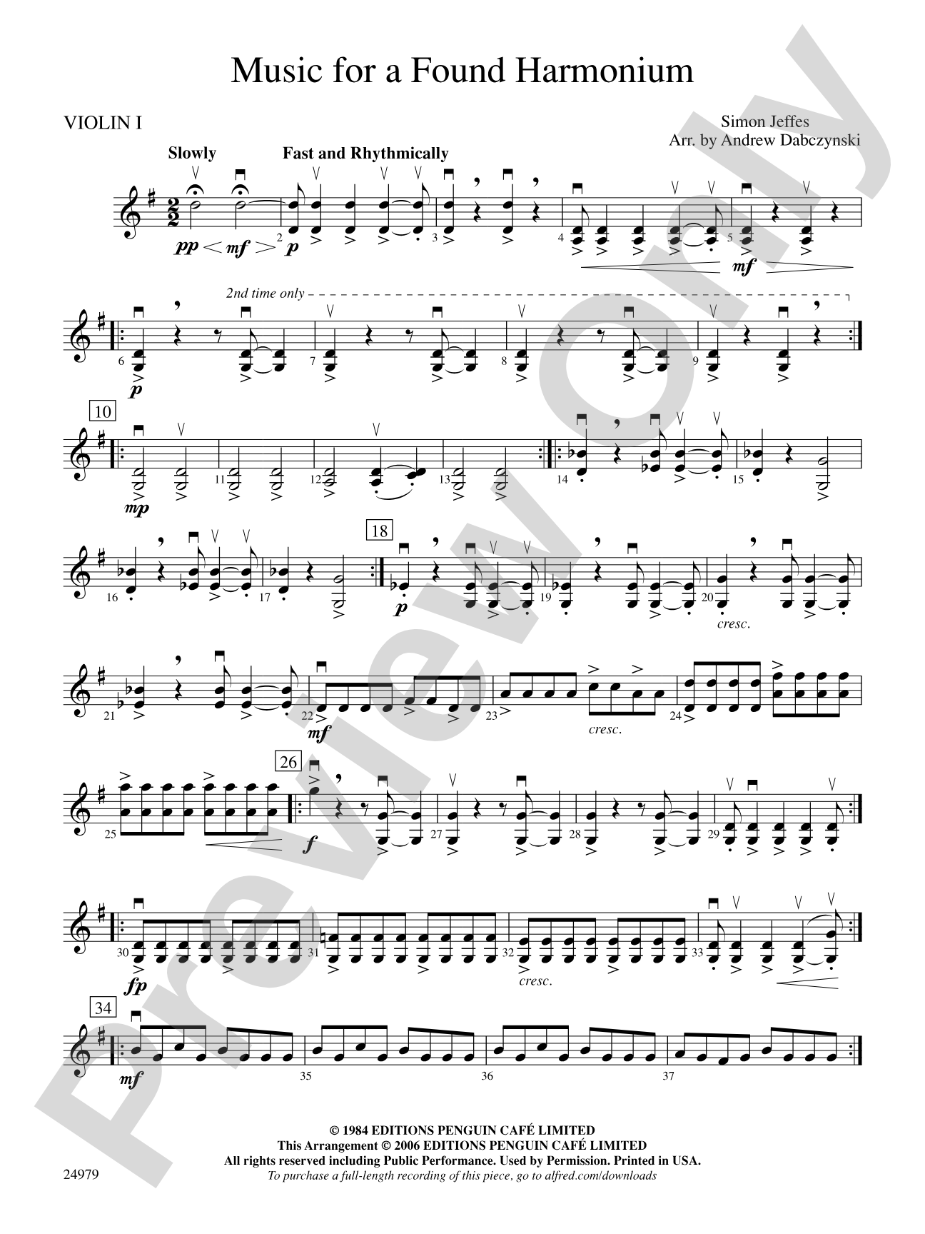 Music for a Found Harmonium: 1st Violin
