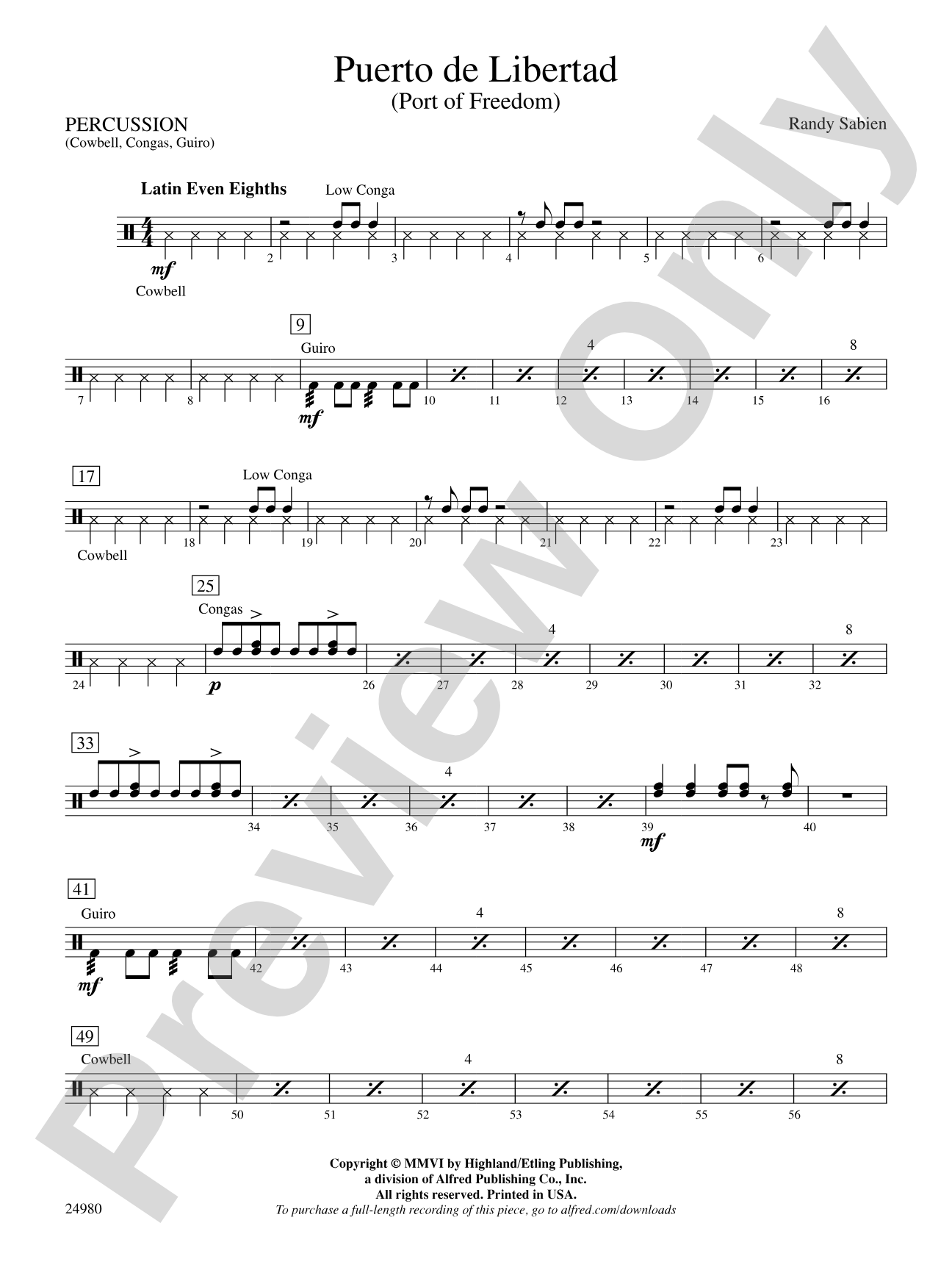 Puerto de Libertad (Port of Freedom): 1st Percussion