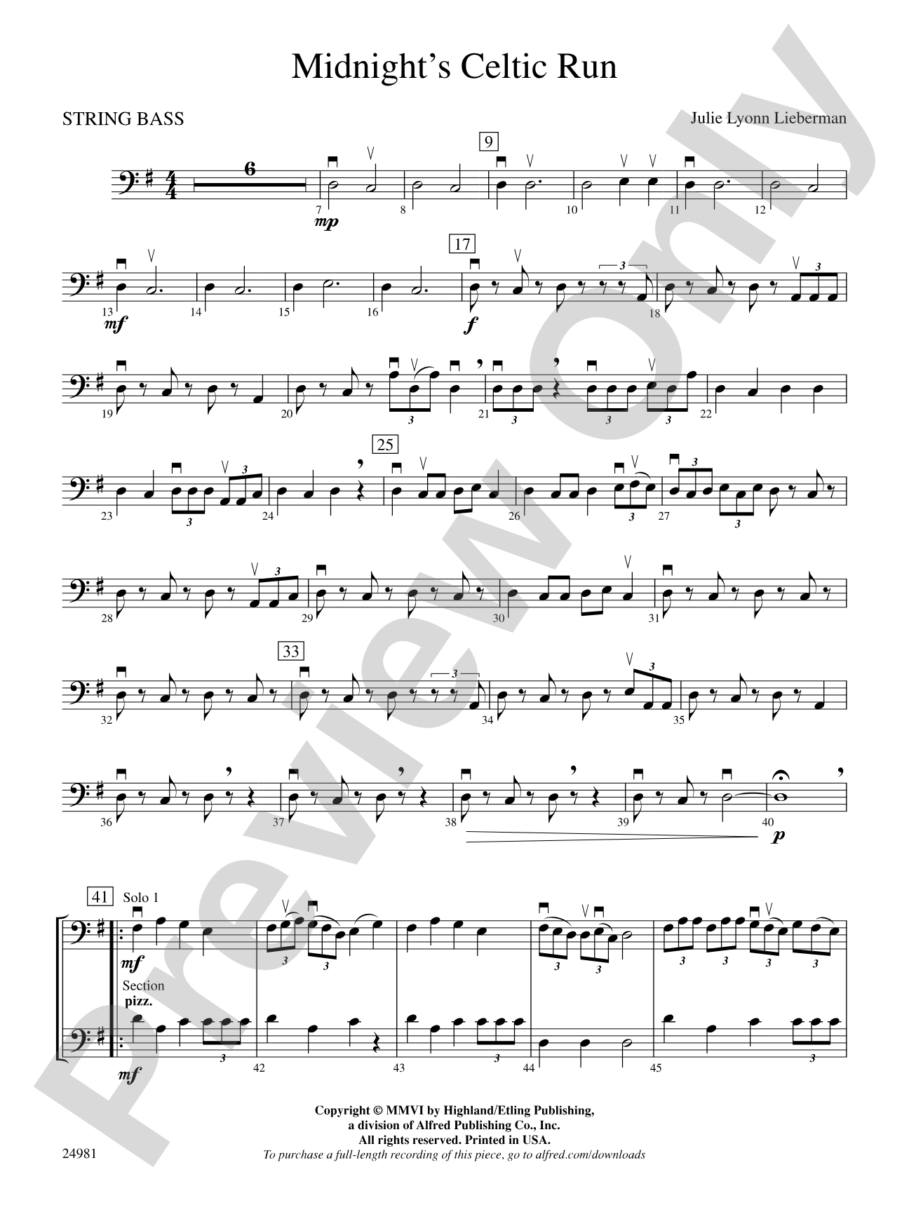 Midnight's Celtic Run: String Bass