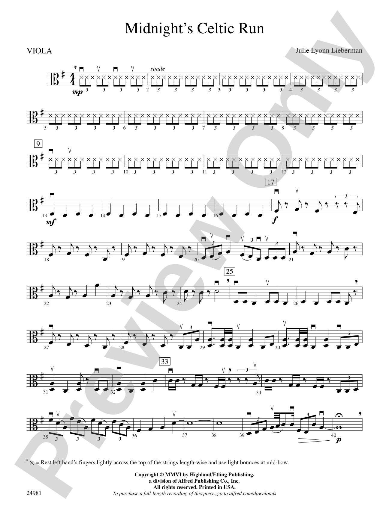Midnight's Celtic Run: Viola