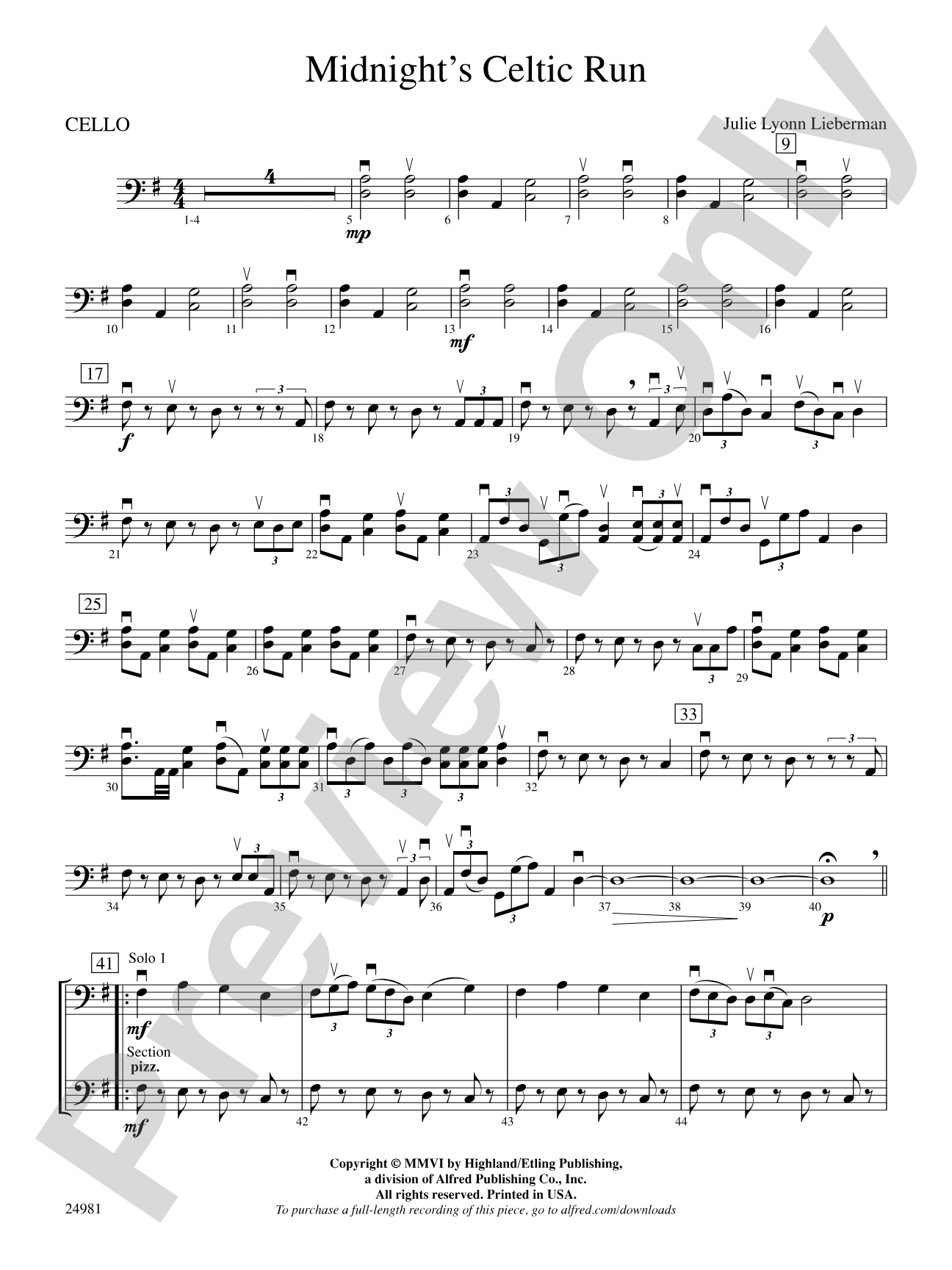 Midnight's Celtic Run: Cello