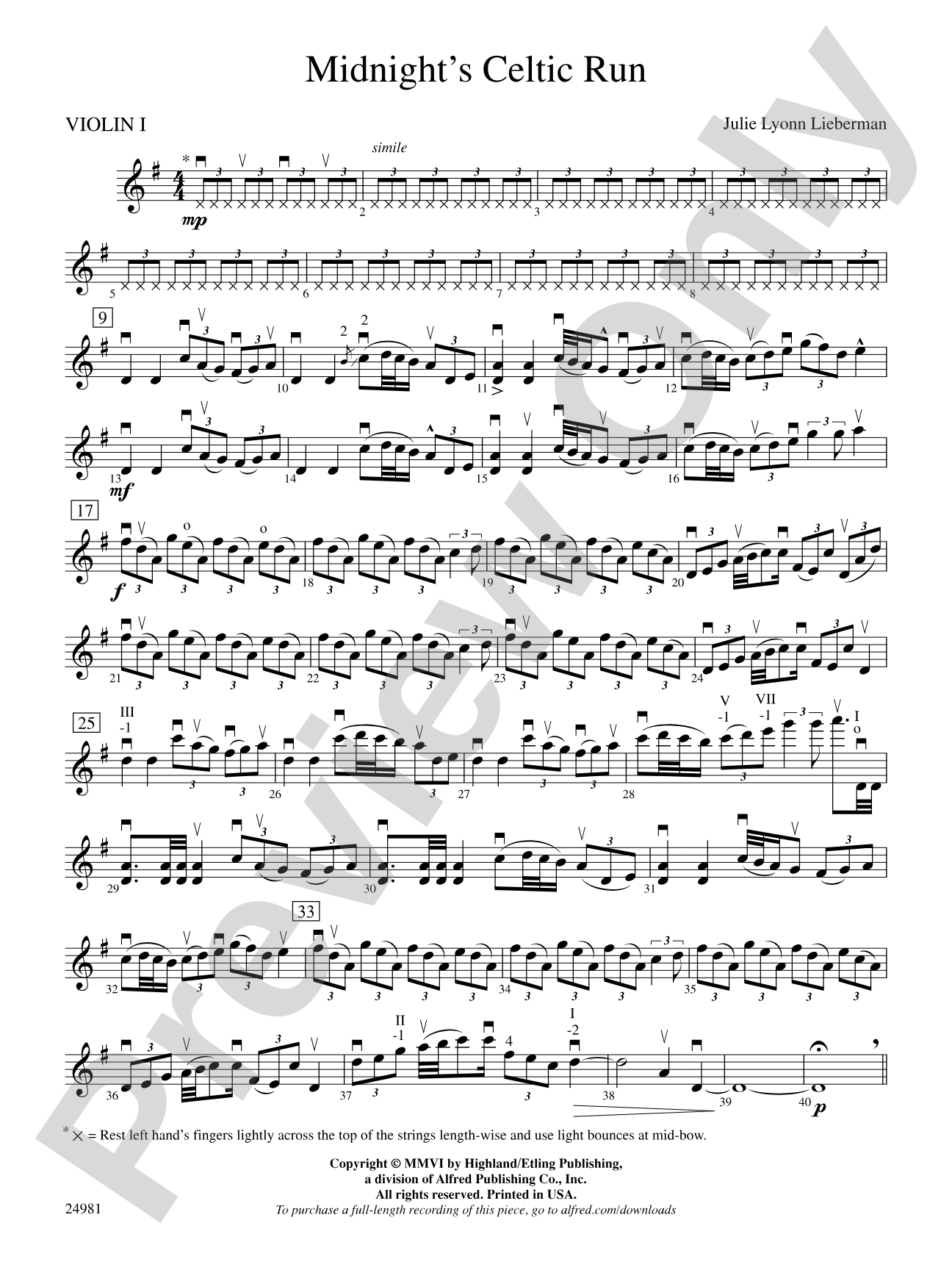 Midnight's Celtic Run: 1st Violin