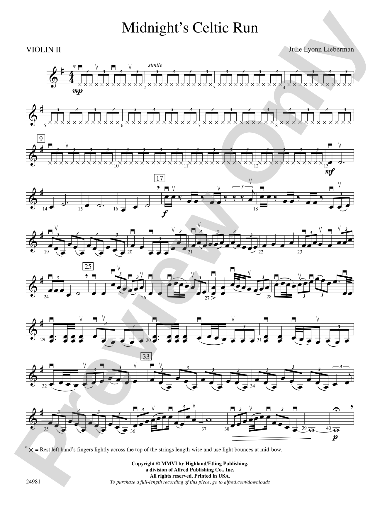 Midnight's Celtic Run: 2nd Violin