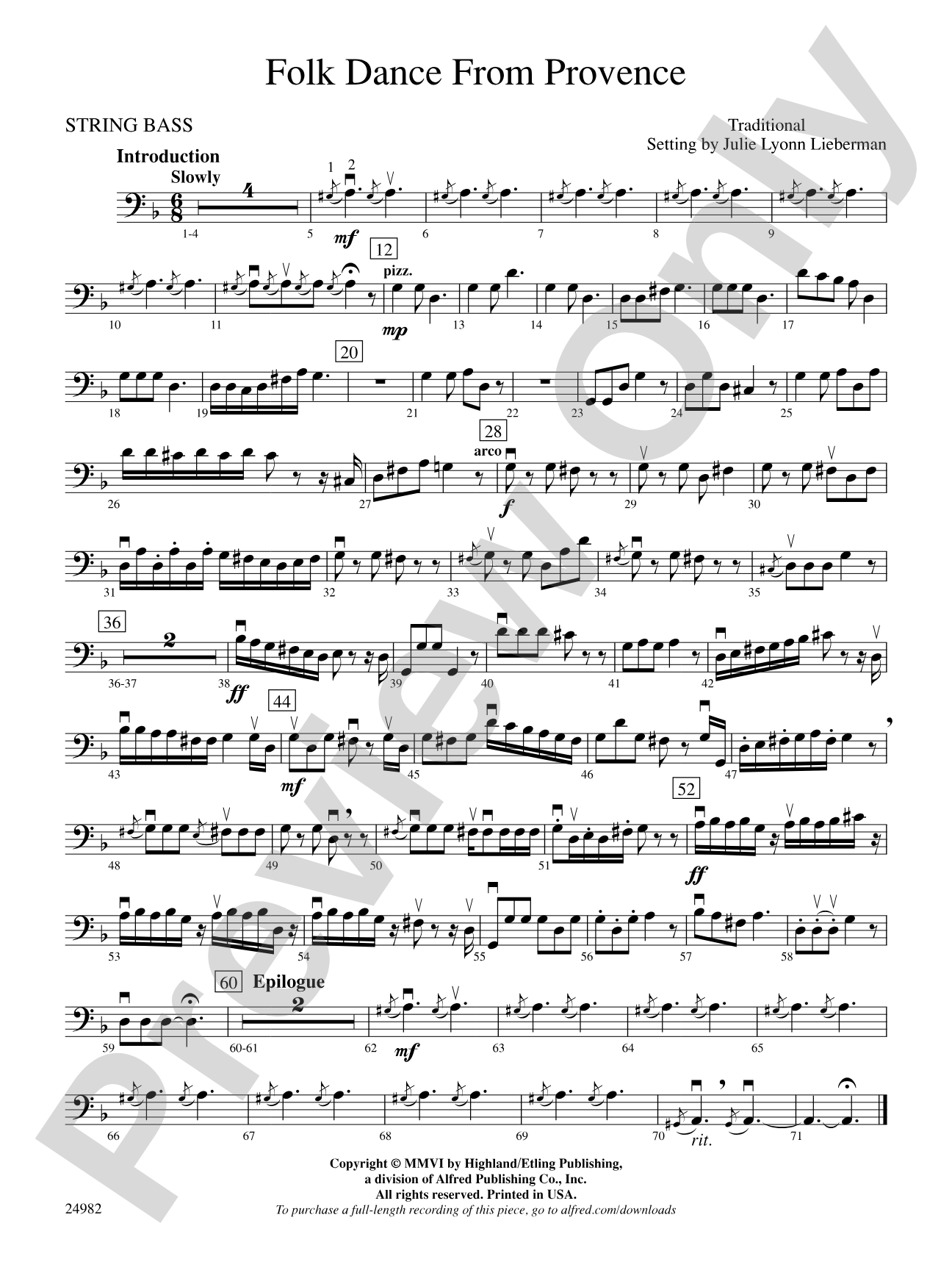 Folk Dance from Provence: String Bass