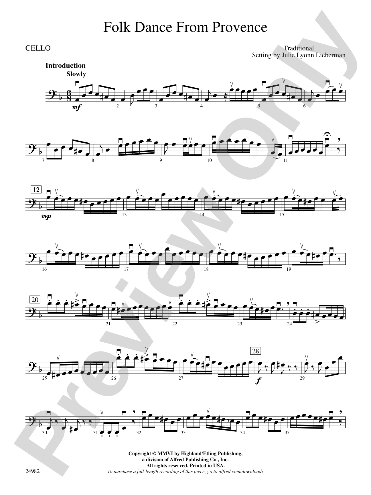 Folk Dance from Provence: Cello