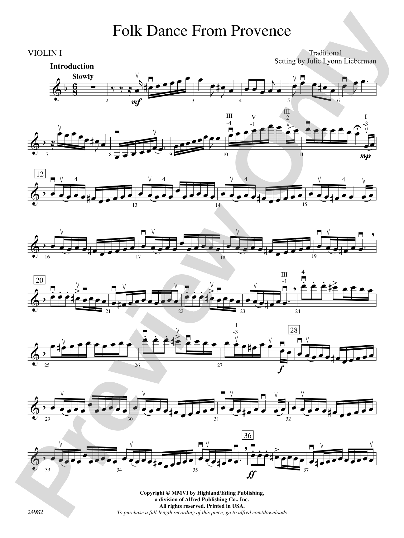 Folk Dance from Provence: 1st Violin