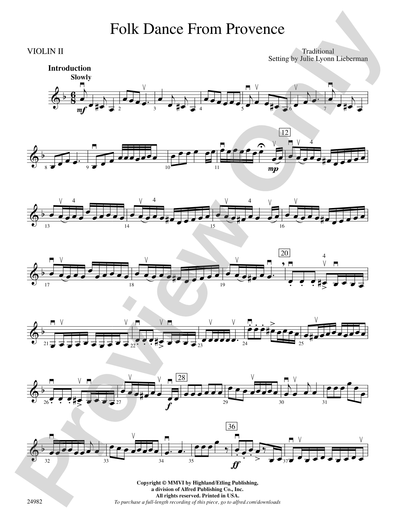 Folk Dance from Provence: 2nd Violin