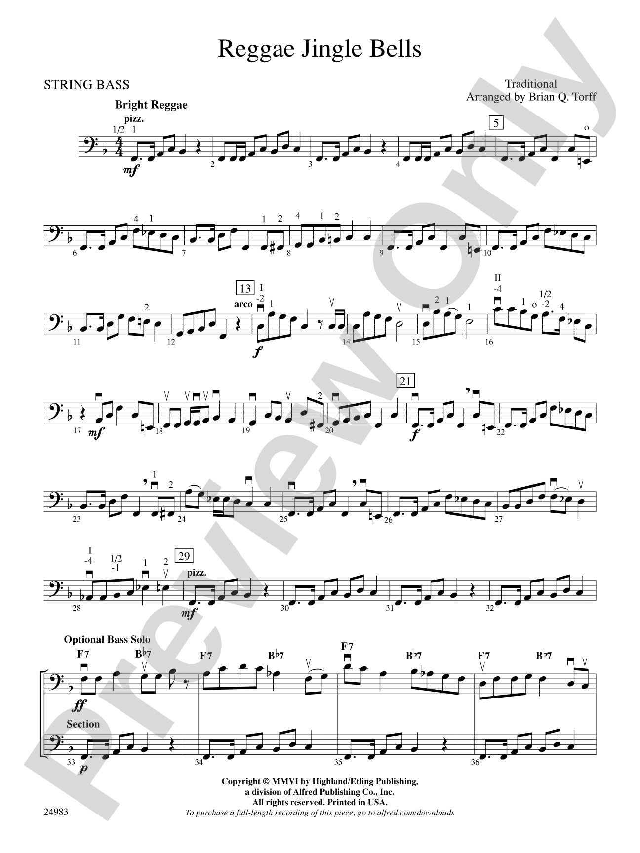 Reggae Jingle Bells: String Bass