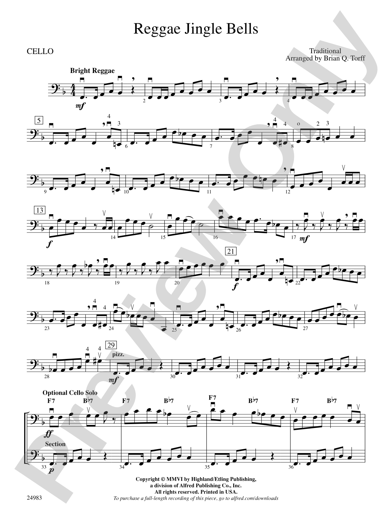 Reggae Jingle Bells: Cello