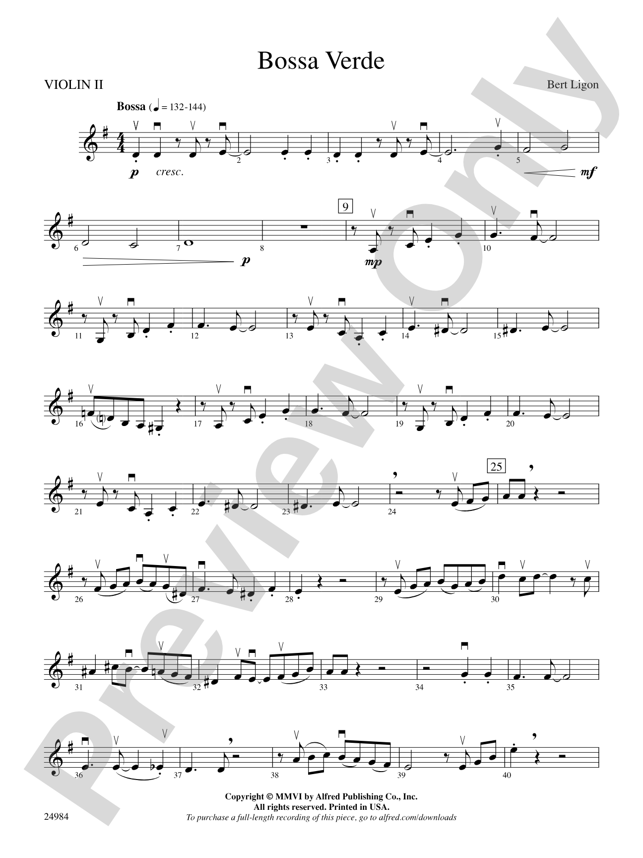 Bossa Verde: 2nd Violin