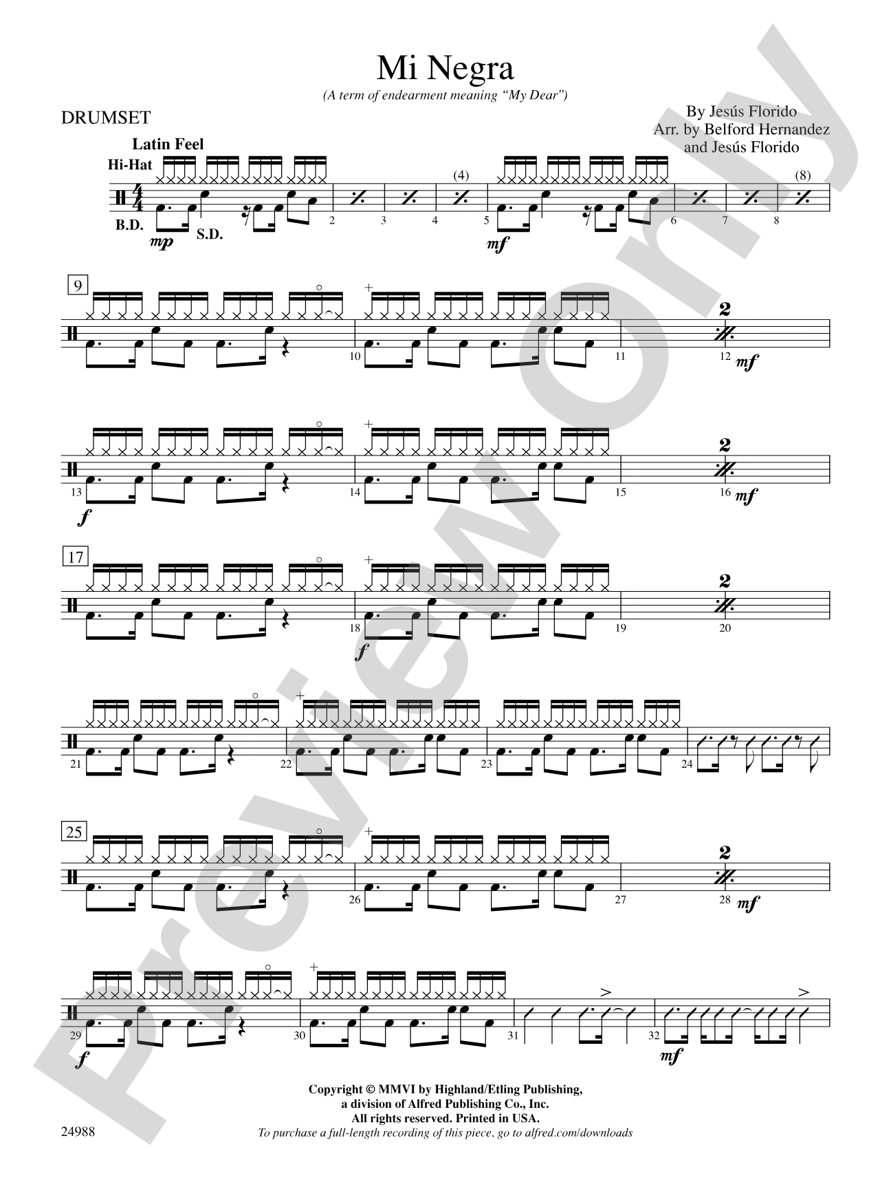 Mi Negra (My Dear): Drums
