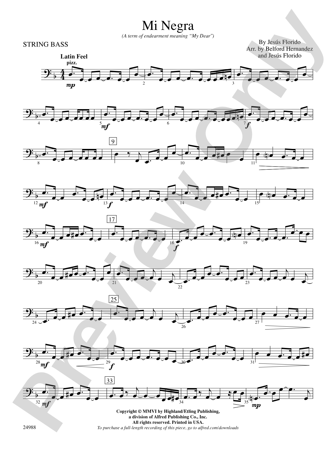 Mi Negra (My Dear): String Bass
