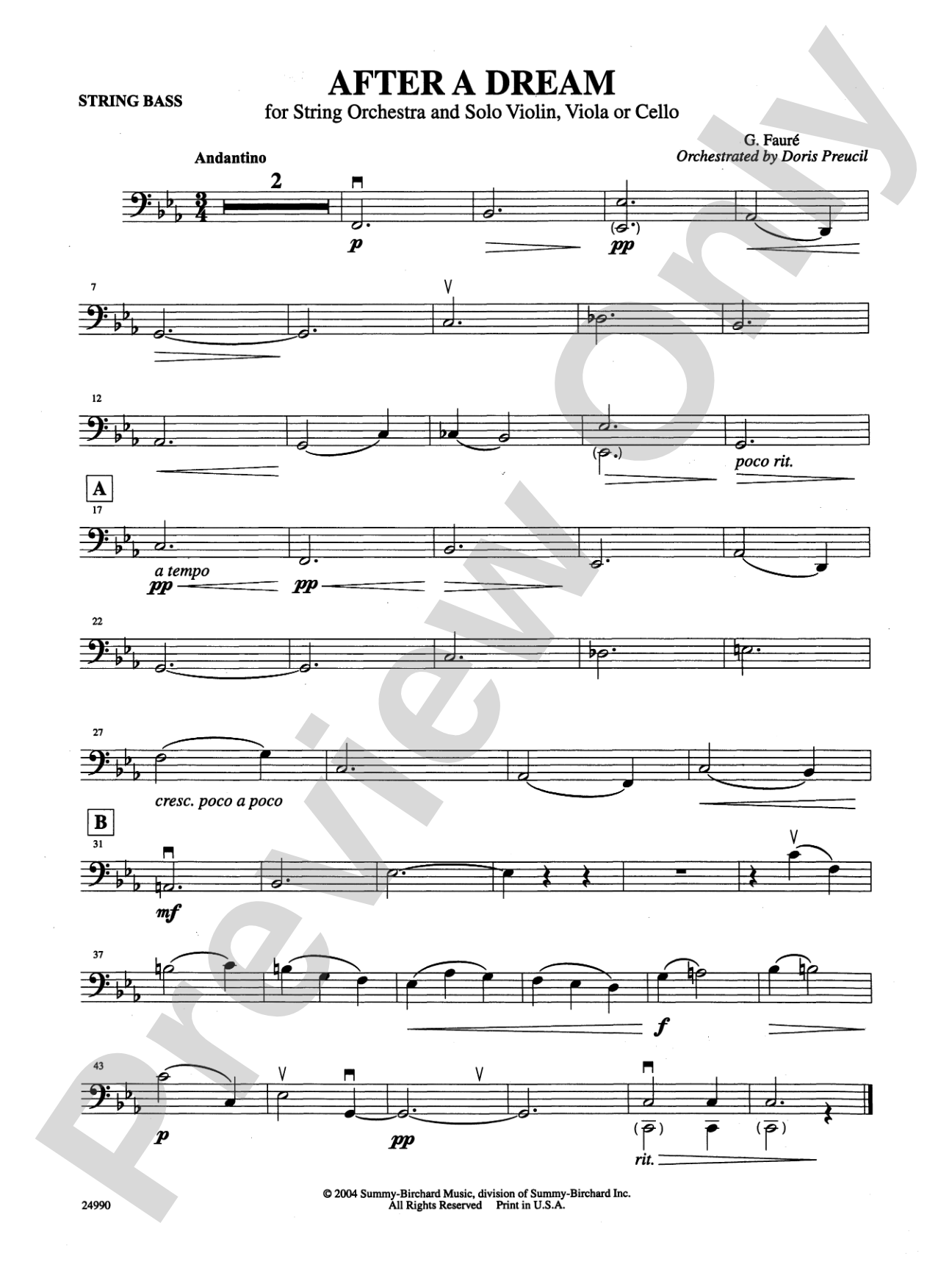 After a Dream: String Bass