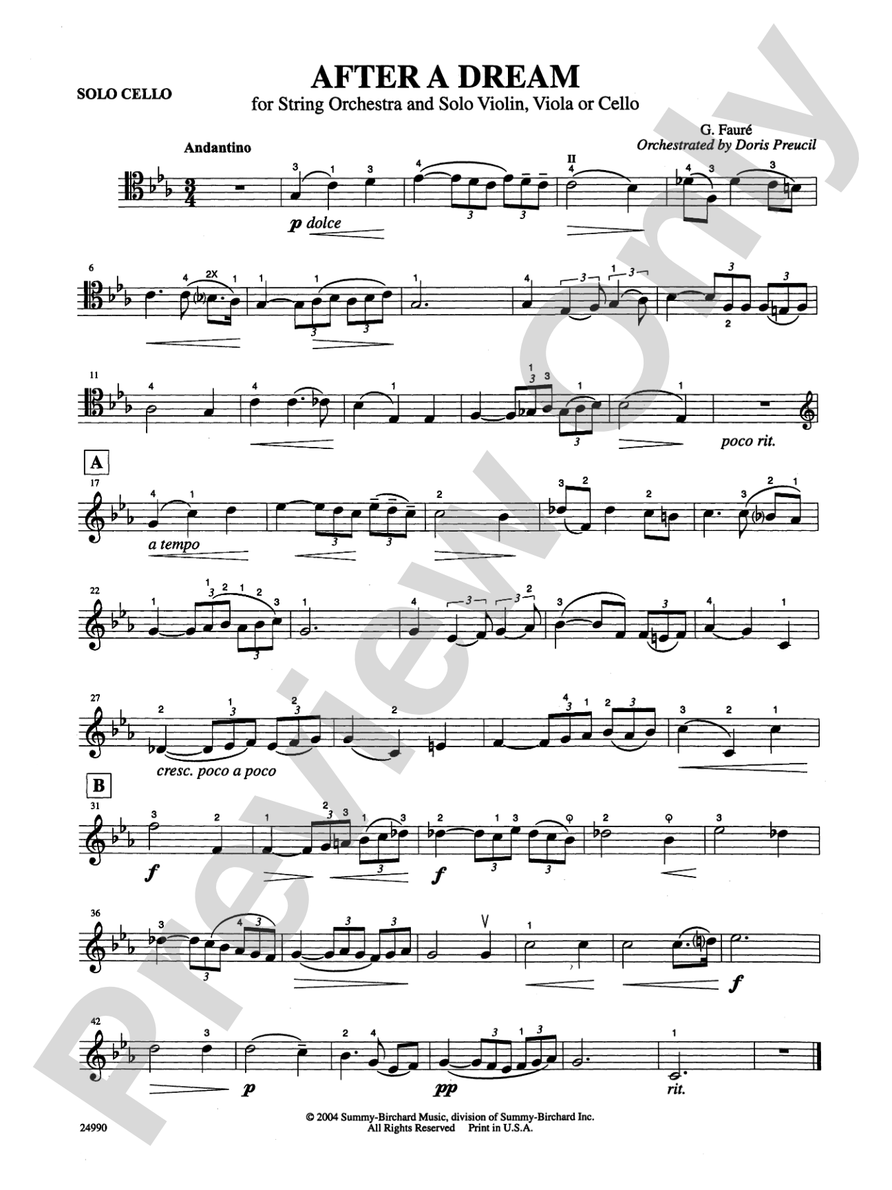 After a Dream: Solo Cello