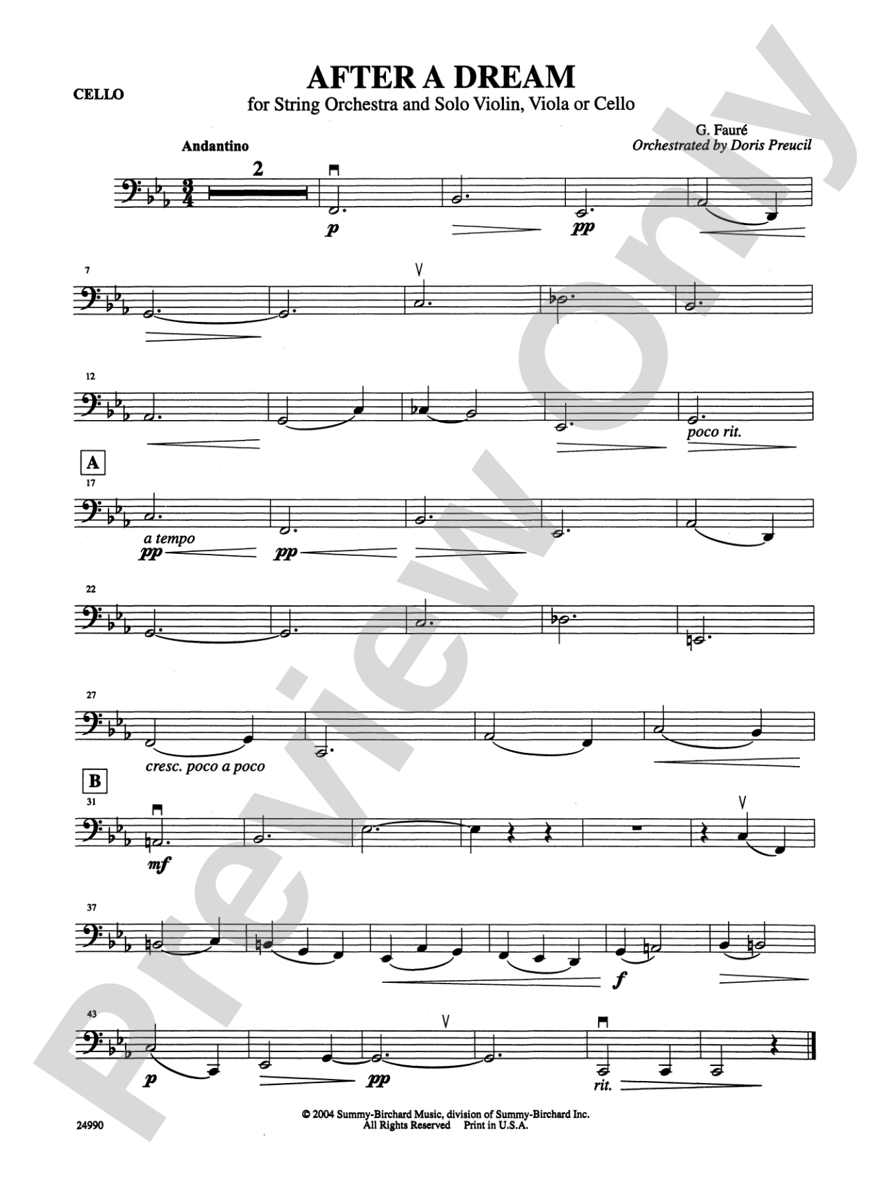 After a Dream: Cello