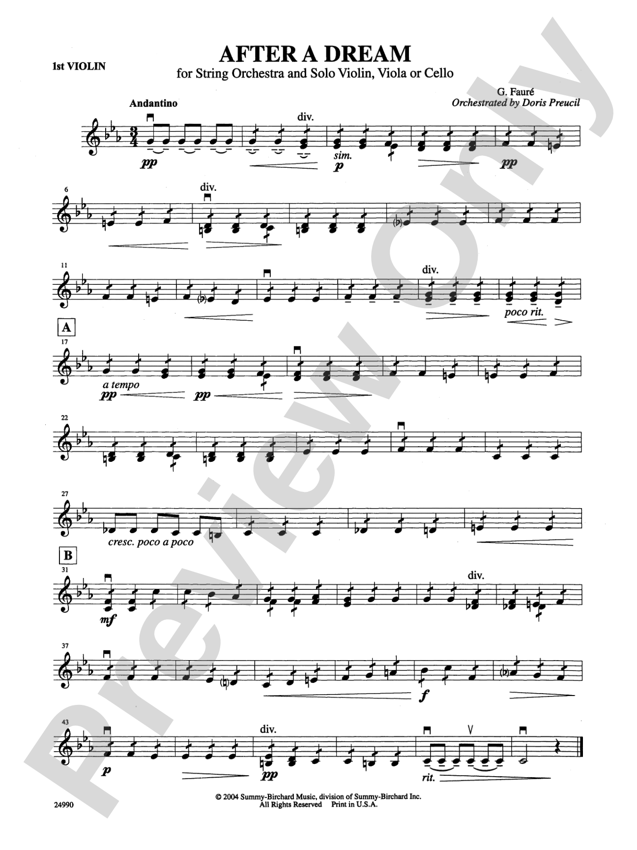 After a Dream: 1st Violin