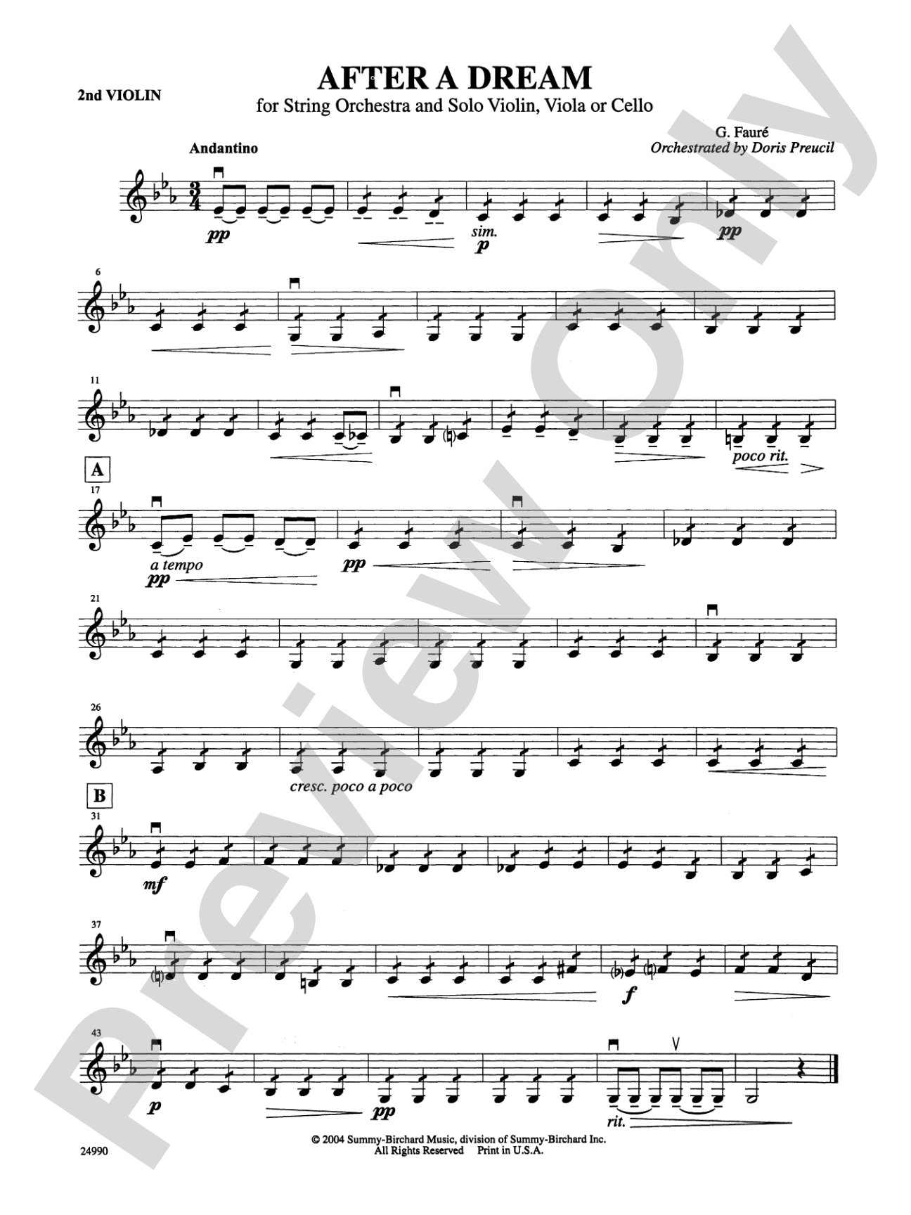 After a Dream: 2nd Violin