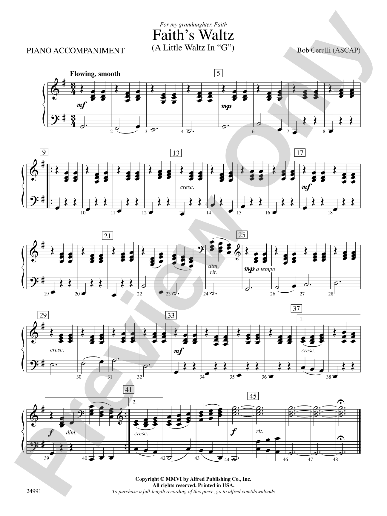 Faith's Waltz: Piano Accompaniment