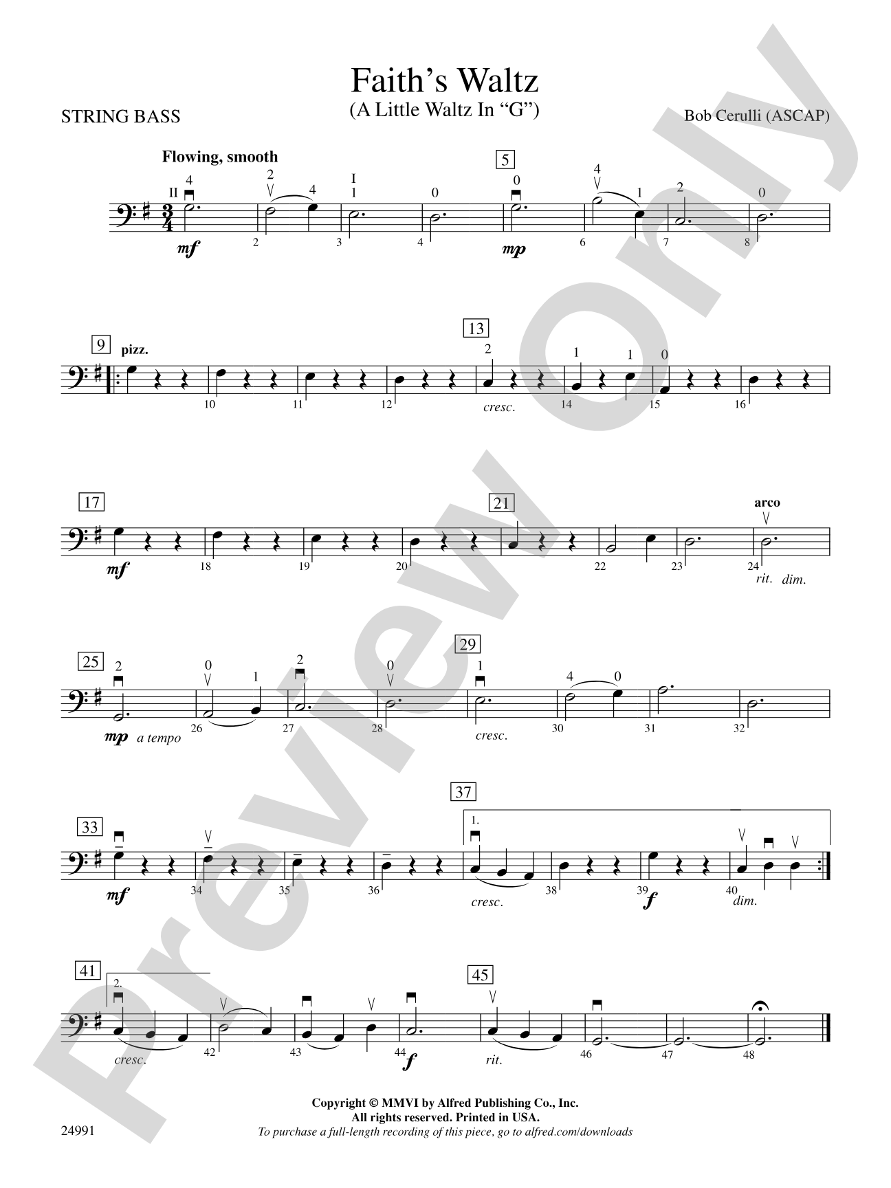Faith's Waltz: String Bass