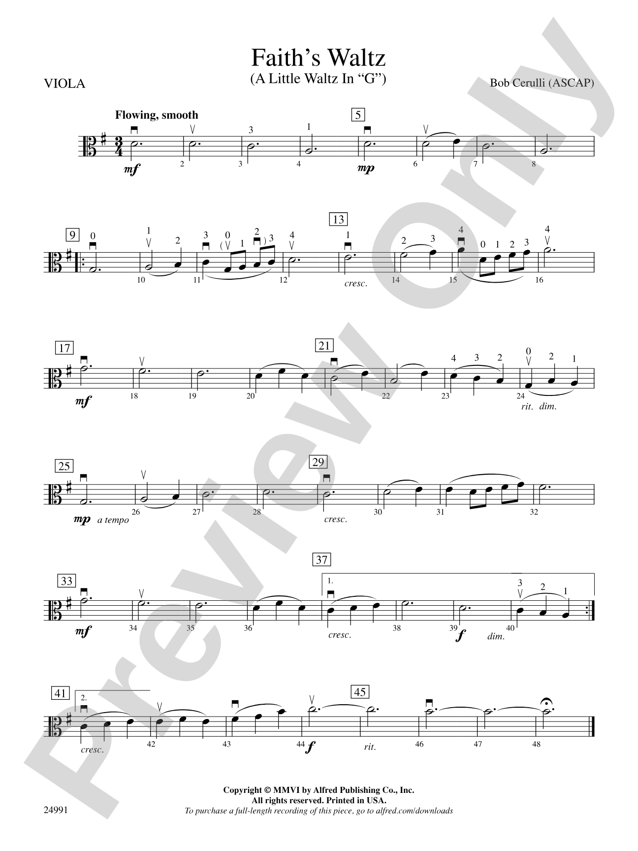Faith's Waltz: Viola