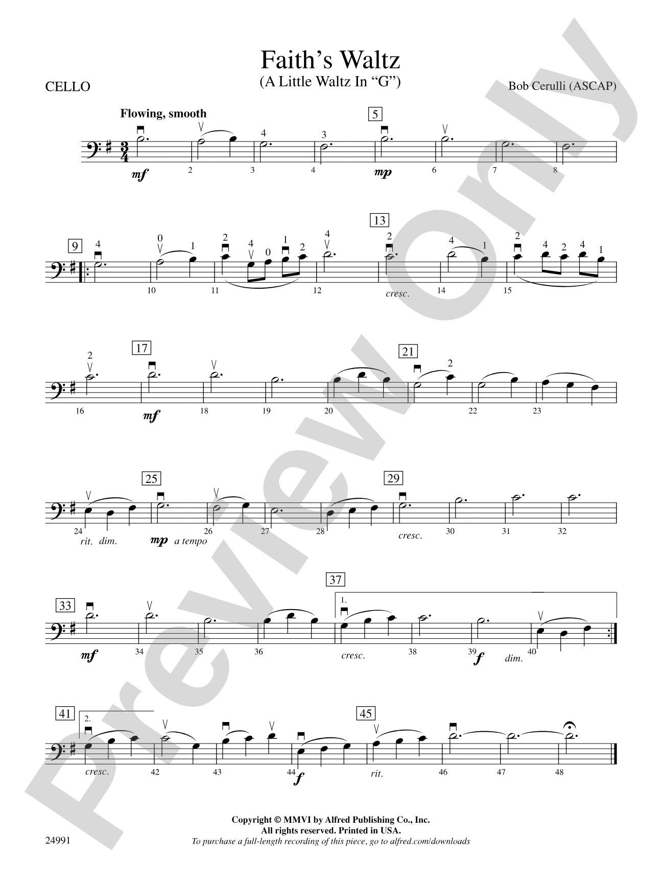 Faith's Waltz: Cello