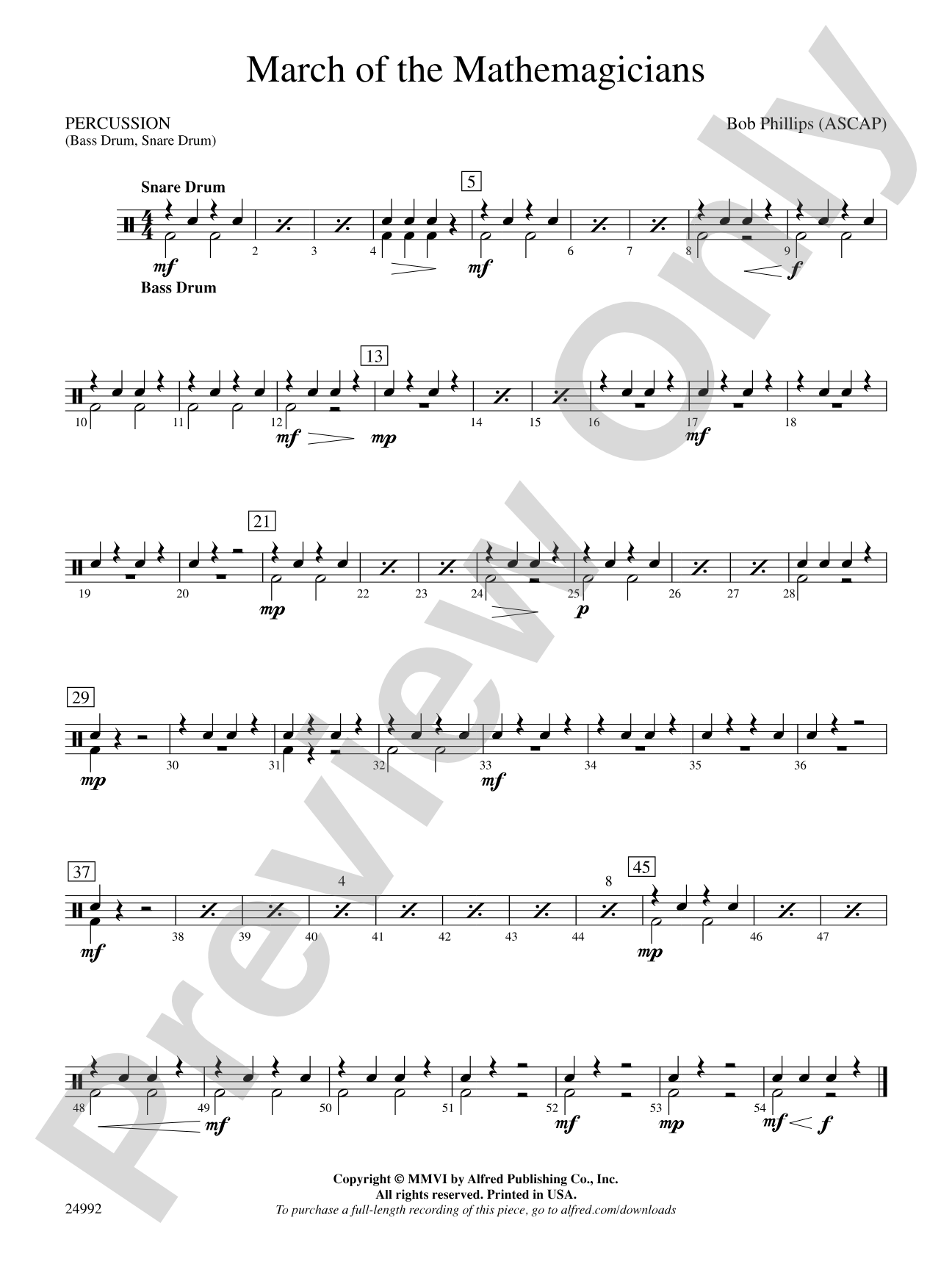 March of the Mathemagicians: 1st Percussion