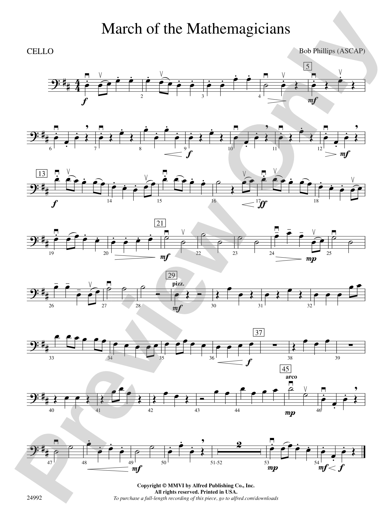 March of the Mathemagicians: Cello