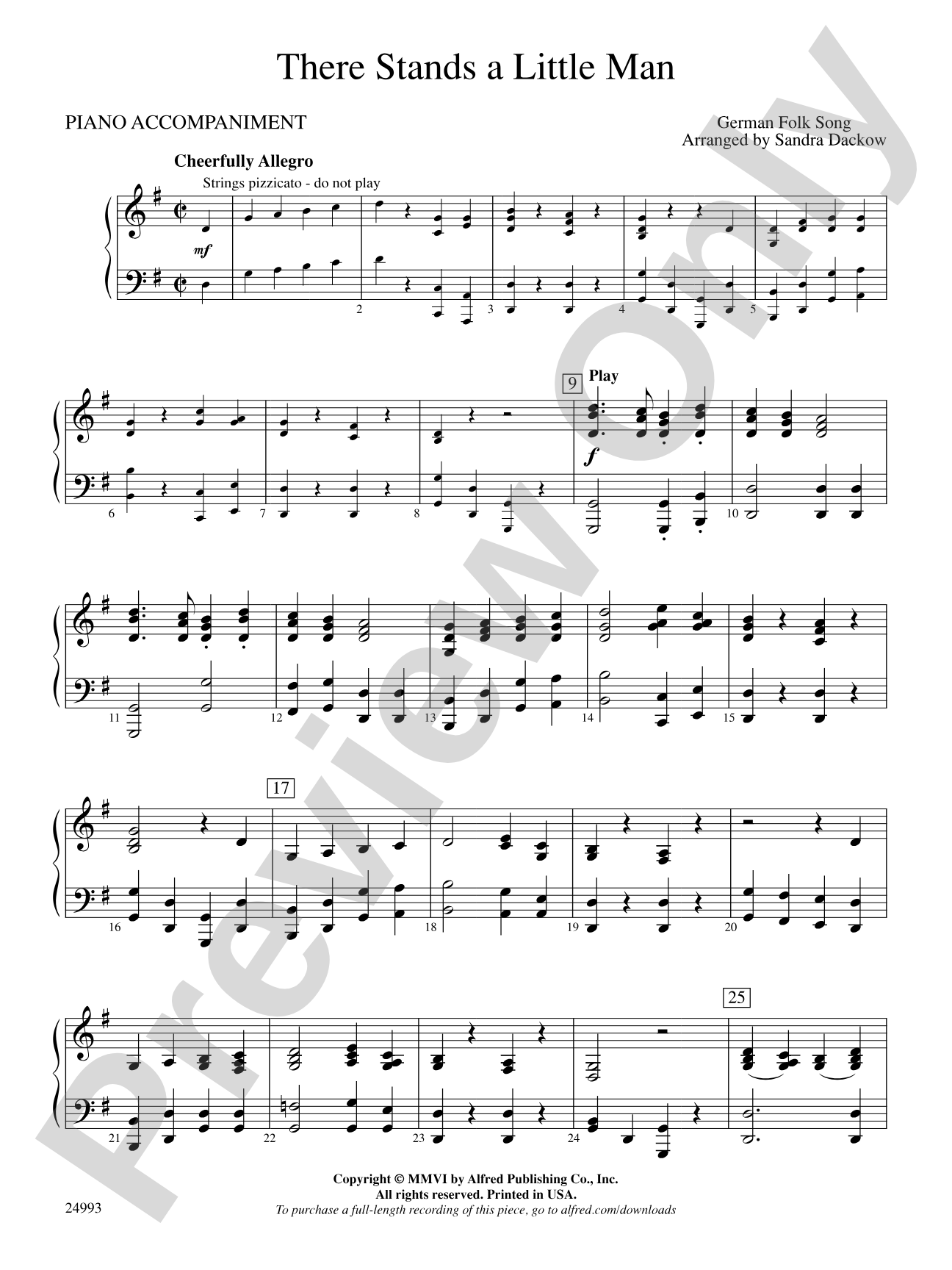 There Stands a Little Man: Piano Accompaniment