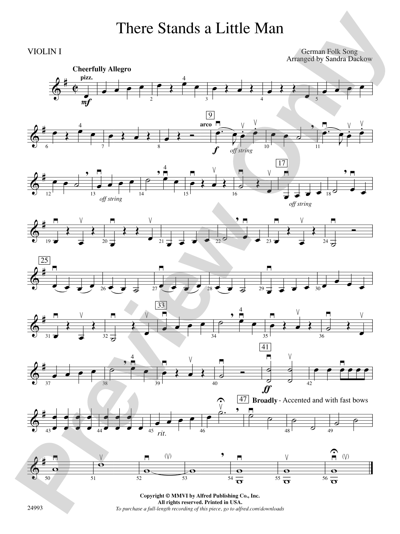 There Stands a Little Man: 1st Violin