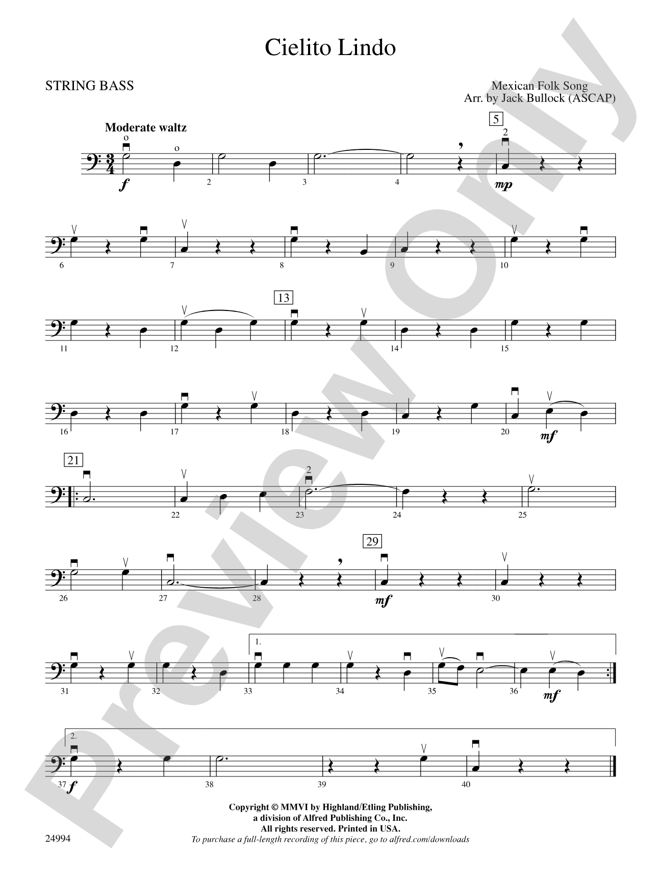 Cielito Lindo: String Bass