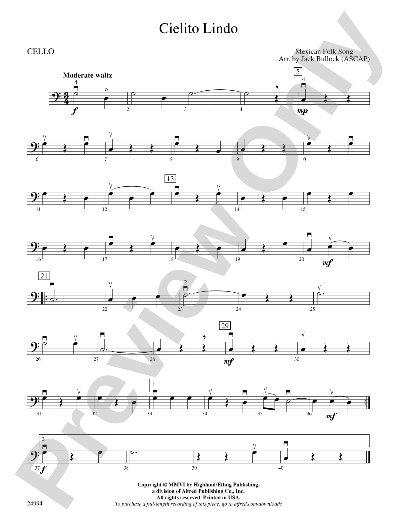 Cielito Lindo: Cello