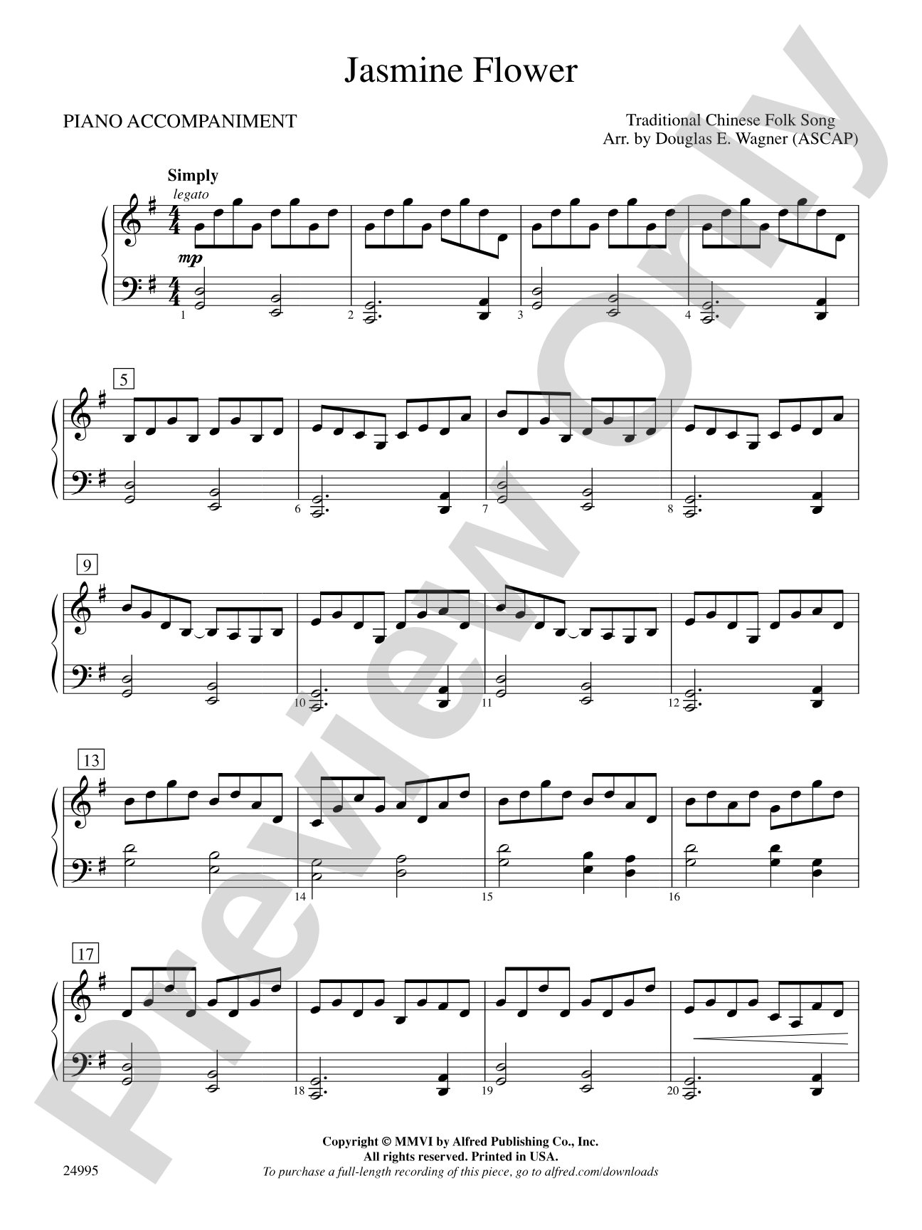 Jasmine Flower: Piano Accompaniment