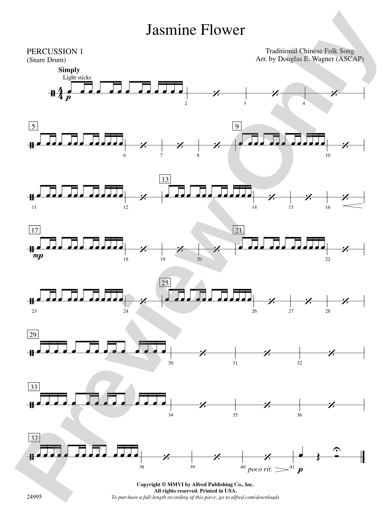 Jasmine Flower: 1st Percussion