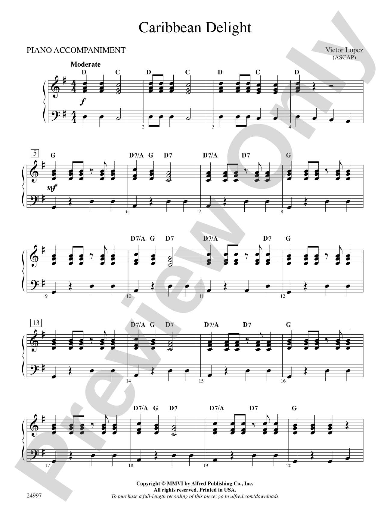 Caribbean Delight: Piano Accompaniment